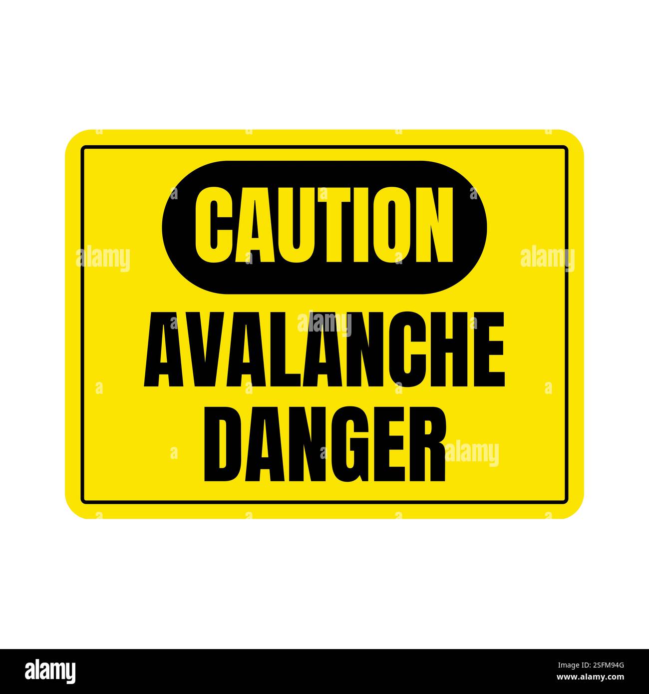 Attenzione segnale di pericolo valanga Foto Stock