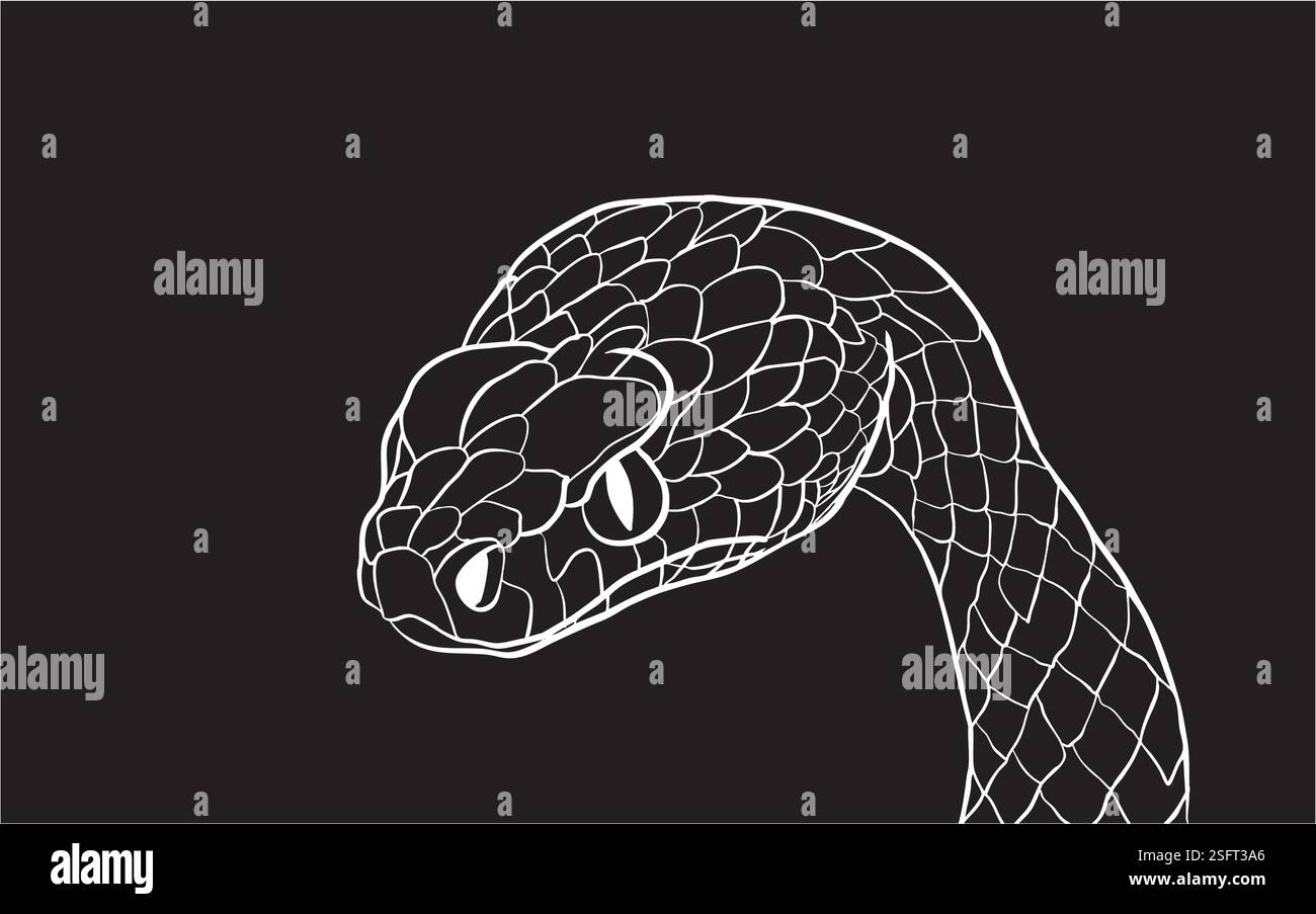 Serpente verde che emerge da un buco con uno sguardo intenso Illustrazione Vettoriale