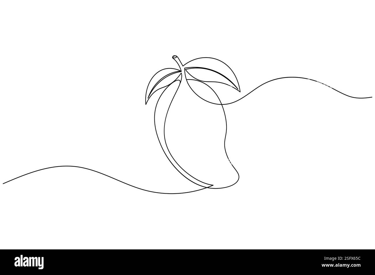 Il disegno a una linea di mango Fruit e lo stile minimalista isolano l'illustrazione vettoriale del contorno Illustrazione Vettoriale