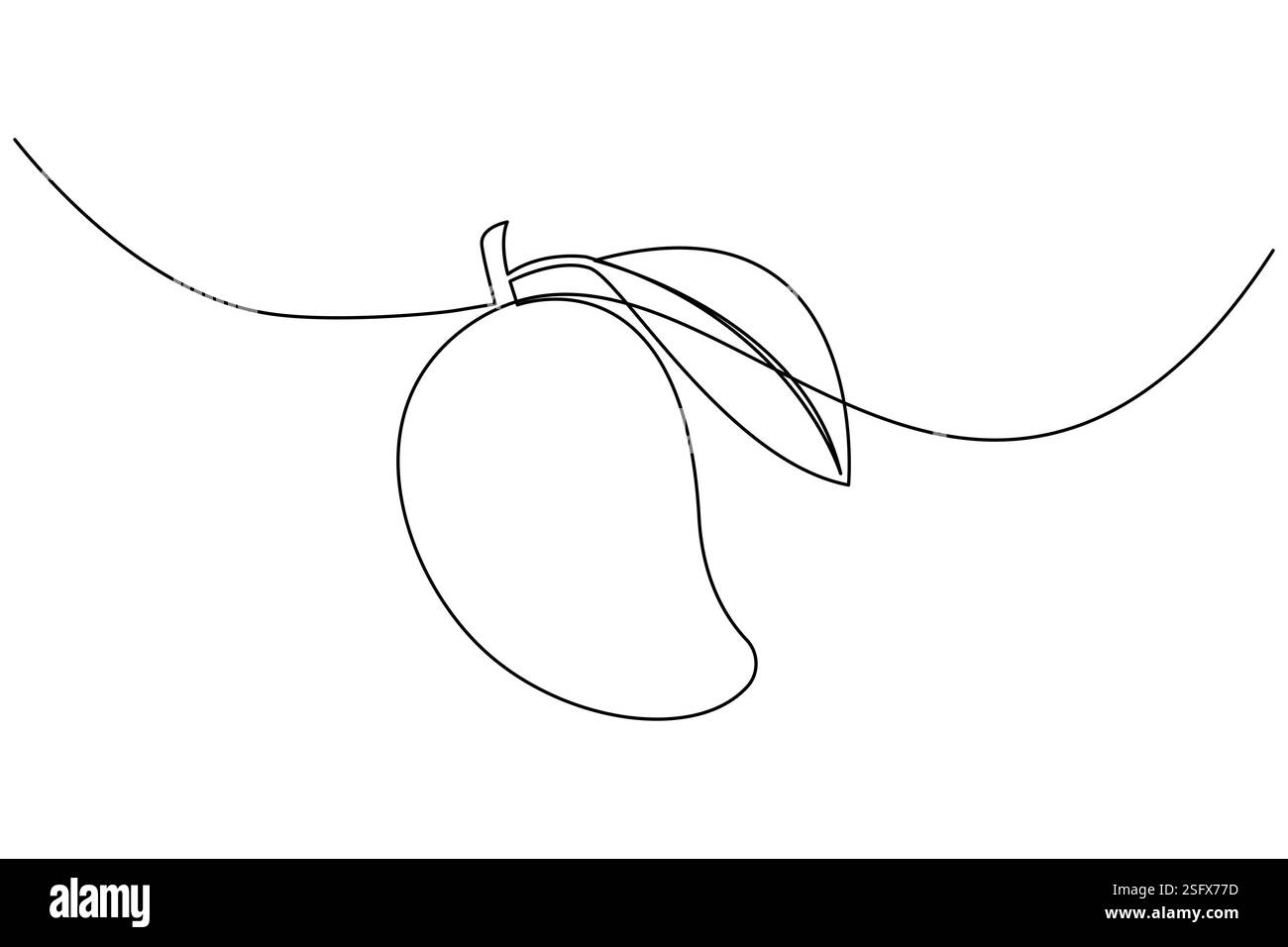 Il disegno a una linea di mango Fruit e lo stile minimalista isolano l'illustrazione vettoriale del contorno Illustrazione Vettoriale