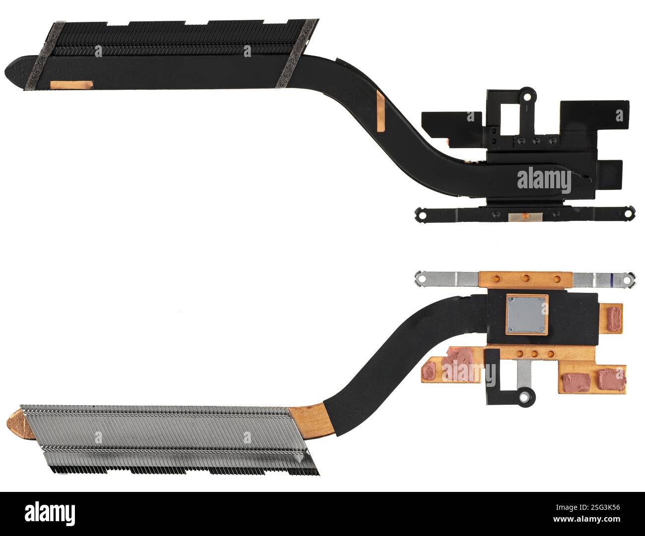 Dissipatore di calore per il raffreddamento di laptop in metallo. Progettato per un'efficiente dissipazione del calore. Foto Stock