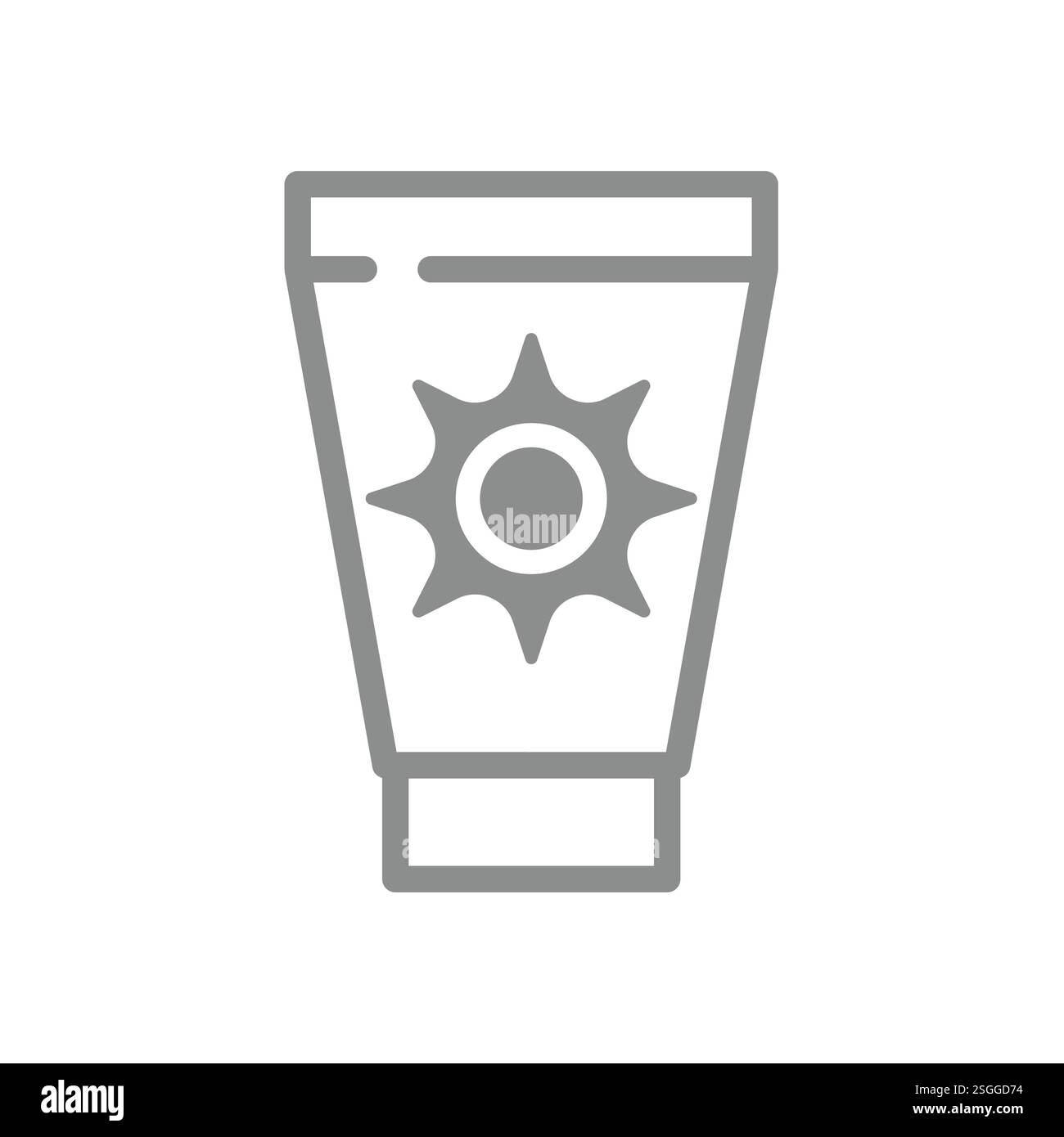 Icona della protezione solare o del vettore della protezione solare. Crema solare o simbolo di lozione. Illustrazione Vettoriale