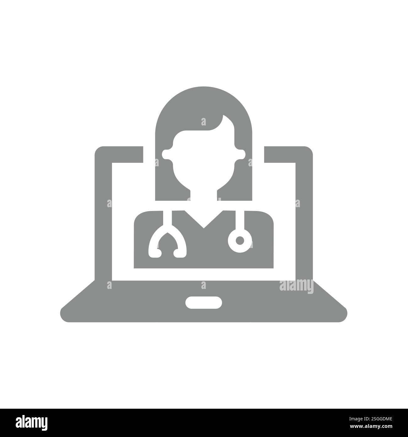 Icona del vettore di appuntamento medico online. Esame medico o visita via Internet, consultazione online. Illustrazione Vettoriale