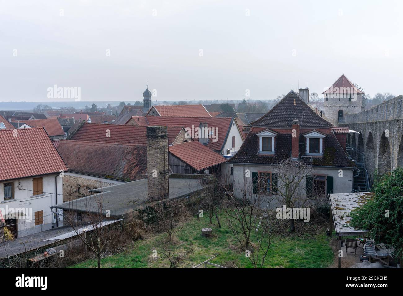 Il comune di Flörsheim-Dalsheim vicino Worms in Renish Hesse è famoso per la sua struttura medievale Fleckenmauer Foto Stock