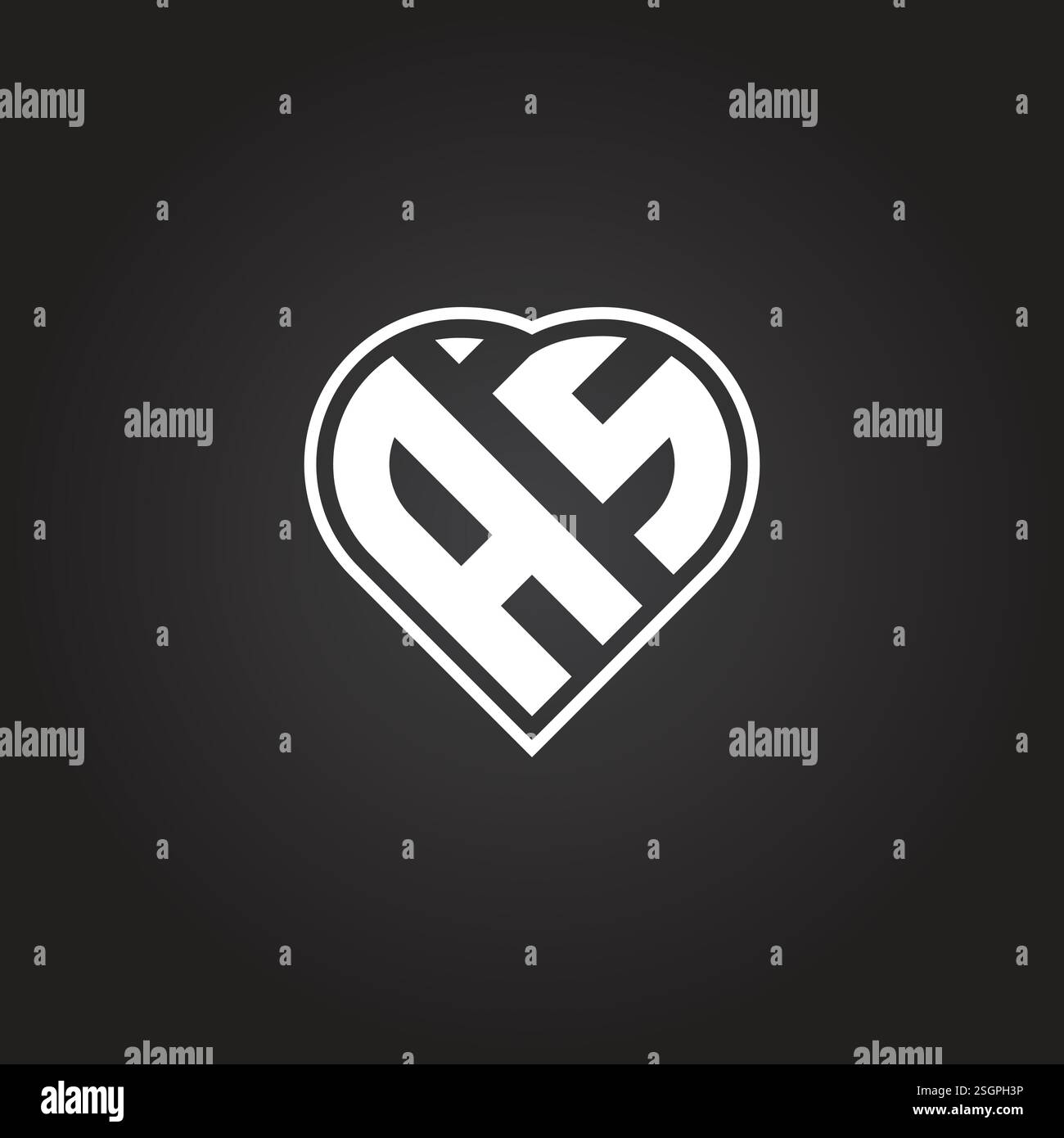 Lettera del cuore COME logo - modello monogramma iniziale per l'alfabeto A e S. Illustrazione Vettoriale