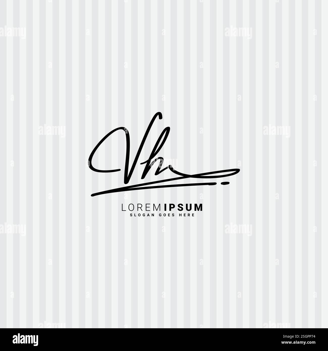 Logo iniziale VH in stile Signature per attività di fotografia e moda - Logo firmato disegnato a mano Vector Illustrazione Vettoriale