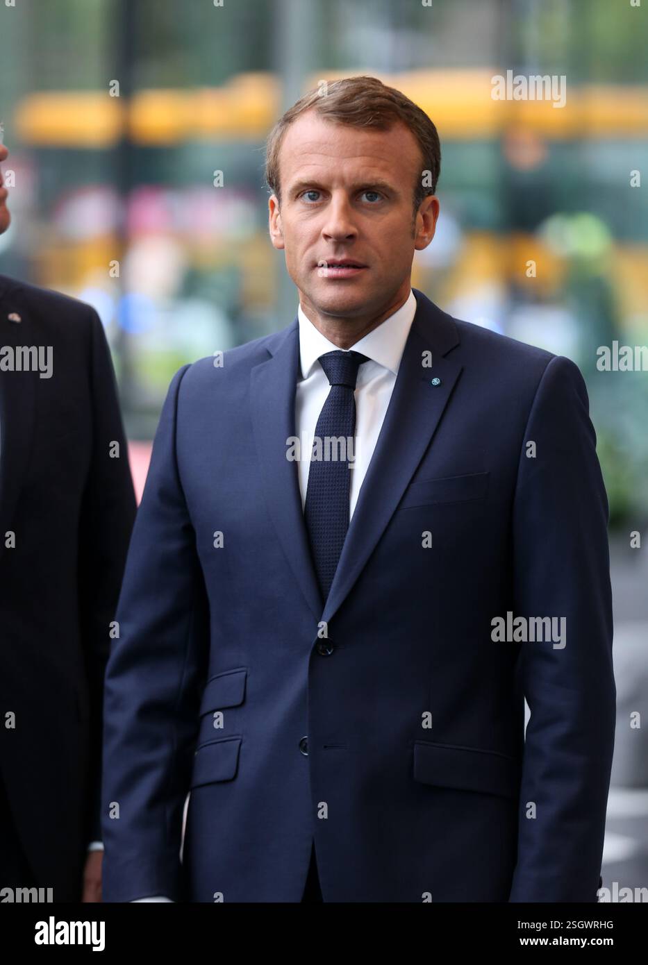 Visita di Stato della Francia Presidente della Repubblica francese, Emmanuel Macron e fr. Macron effettua visite statali in Danimarca nell'agosto 2018. Durante il secondo giorno della visita, il principe ereditario H.K.H., insieme al presidente e primo ministro Dansk Industri, ha partecipato a una conferenza franco-danese sul tema "trasformare la Francia: Una prospettiva nordica" Foto Stock