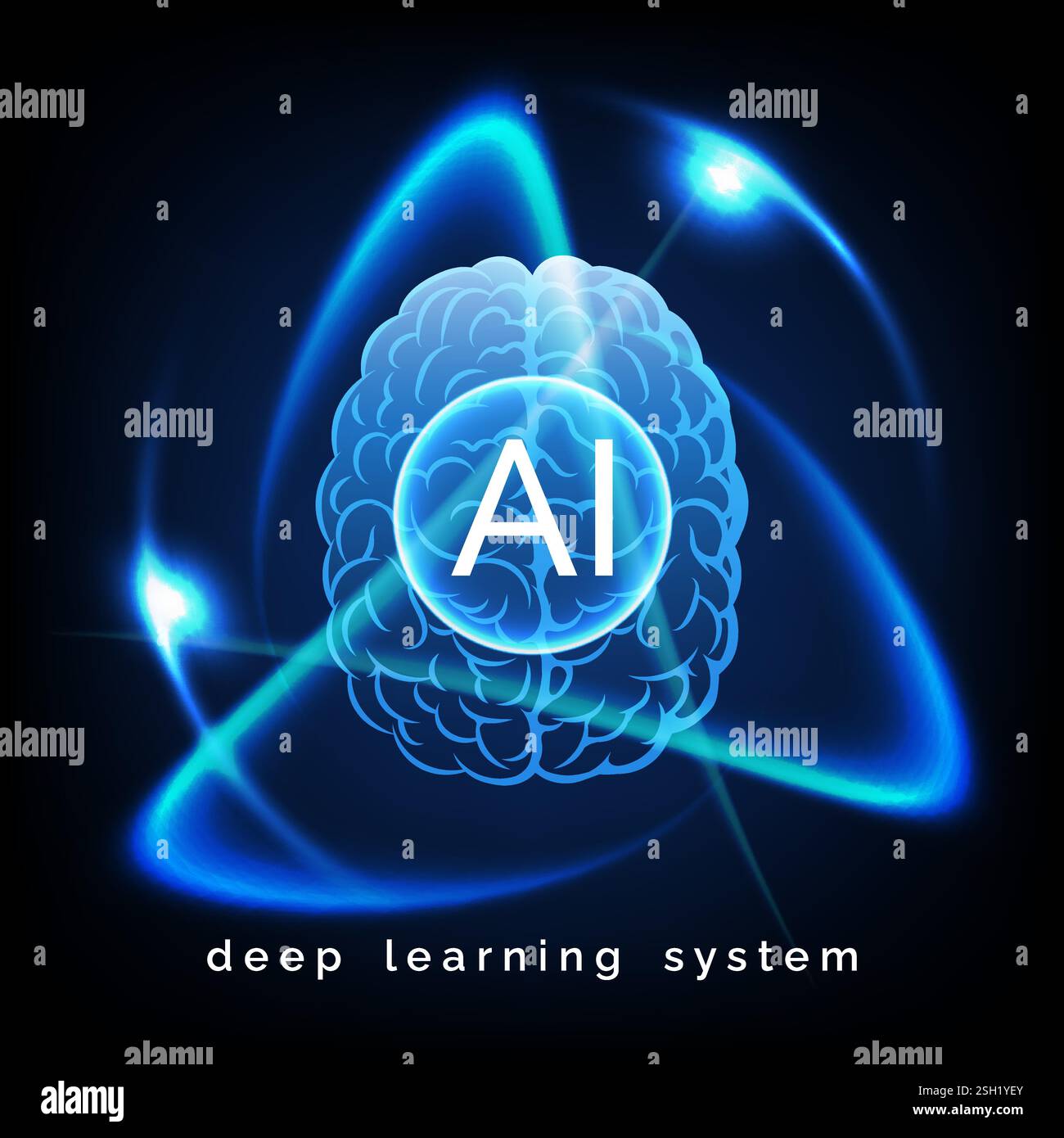 Modello del sito Web di intelligenza artificiale Illustrazione Vettoriale