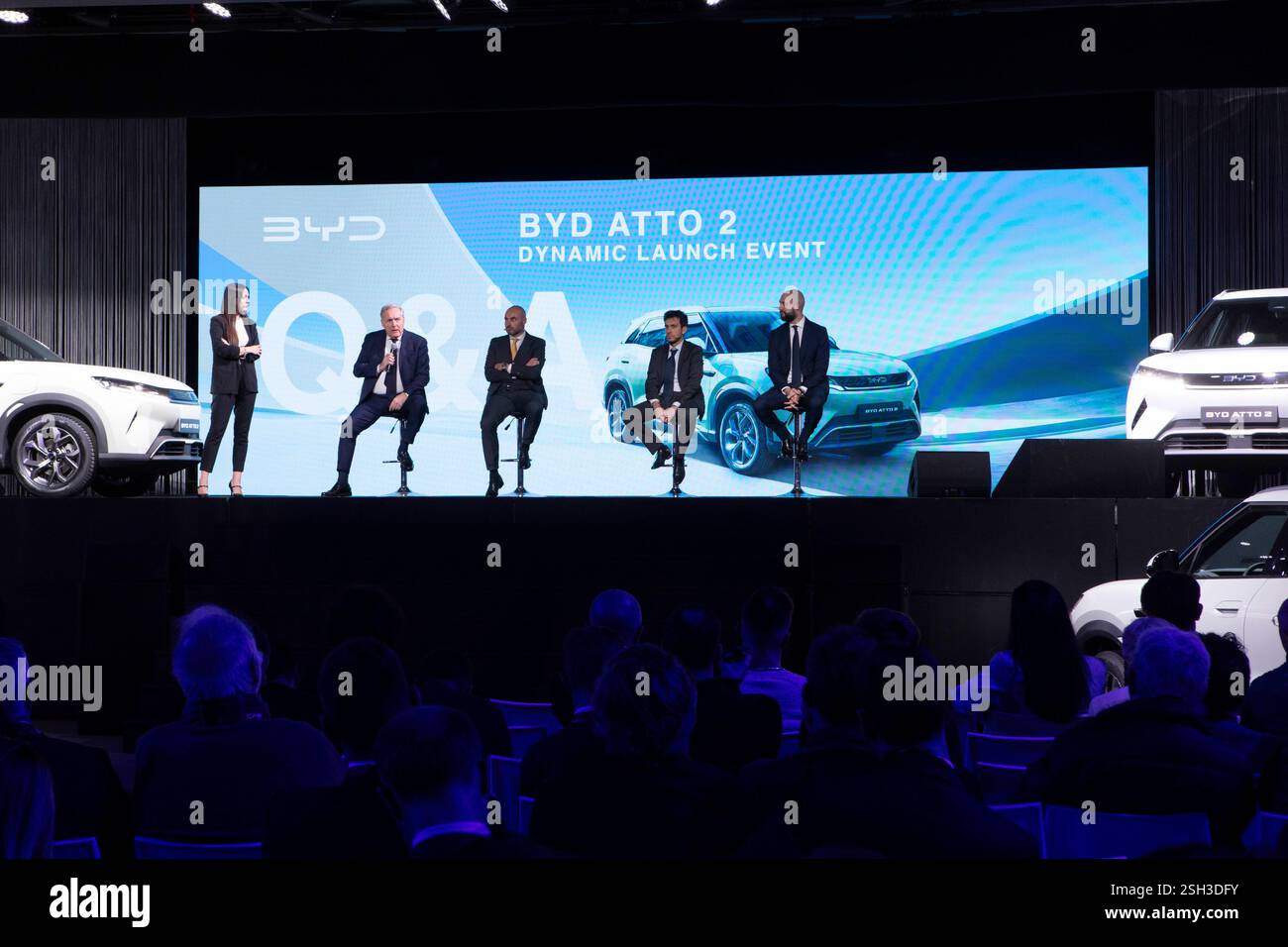 Torino, Italia. 10 febbraio 2025. BYD, lancio del b-suv atto II Torino, Italia - Lunedì, 10 febbraio 2025 - Cronaca - foto Andrea Alfano/LaPresse BYD, lancio b-suv atto II. Torino, Italia - lunedì 10 febbraio 2025 - News - Andrea Alfano/LaPresse credito: LaPresse/Alamy Live News Foto Stock
