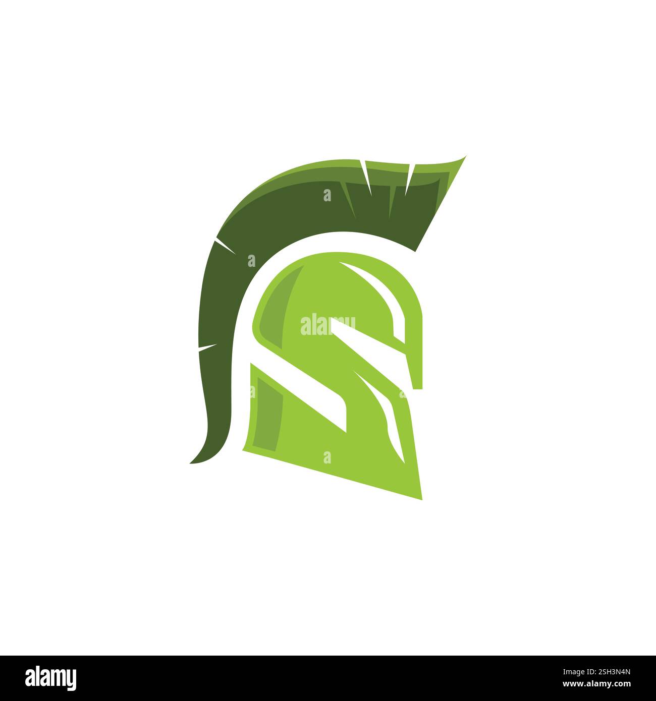 Lettera S per il logo Spartan, icona del logo del casco Warrior spartano modello vettoriale su sfondo bianco Illustrazione Vettoriale