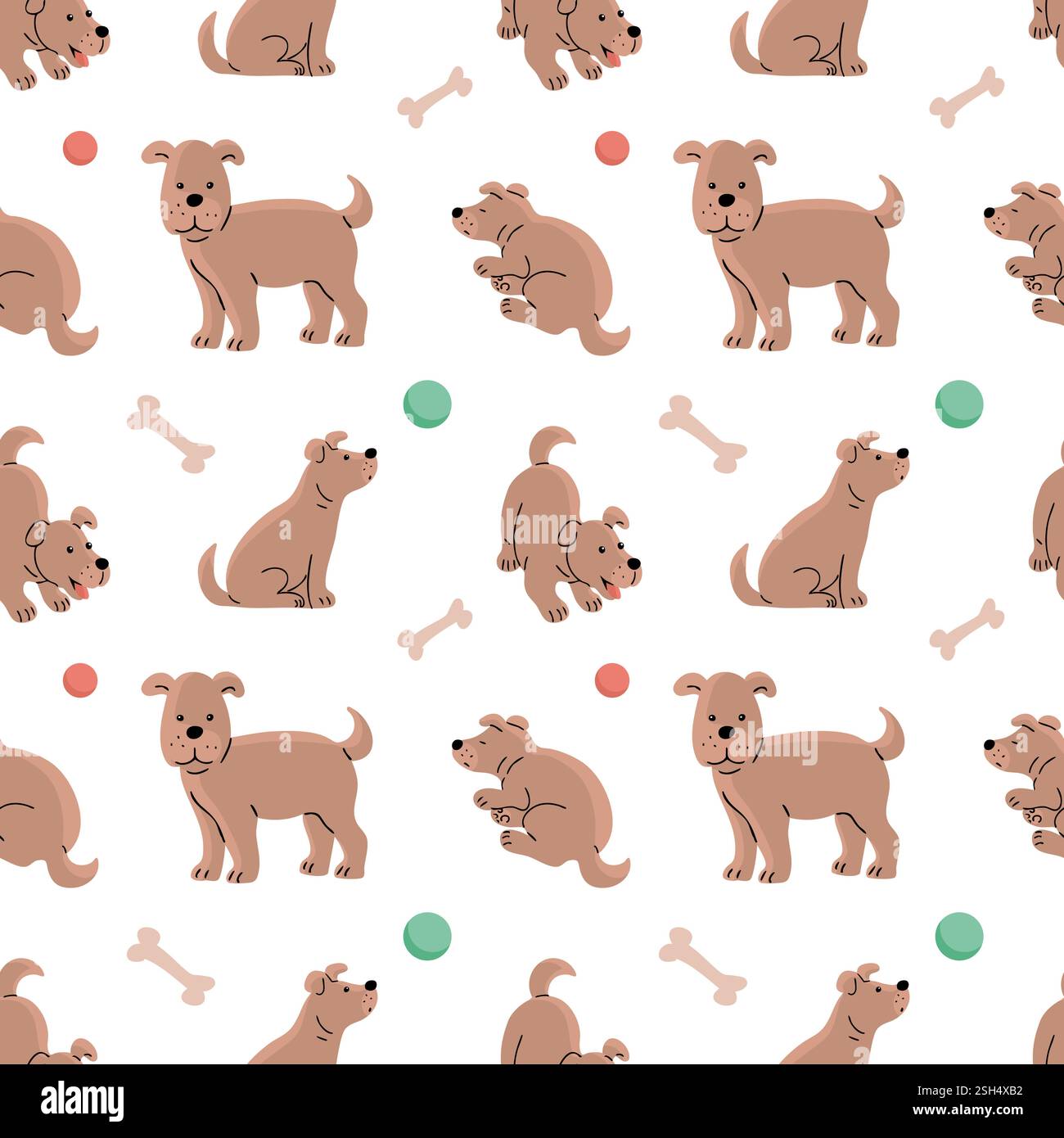 Modello senza cuciture di cani carini Illustrazione Vettoriale