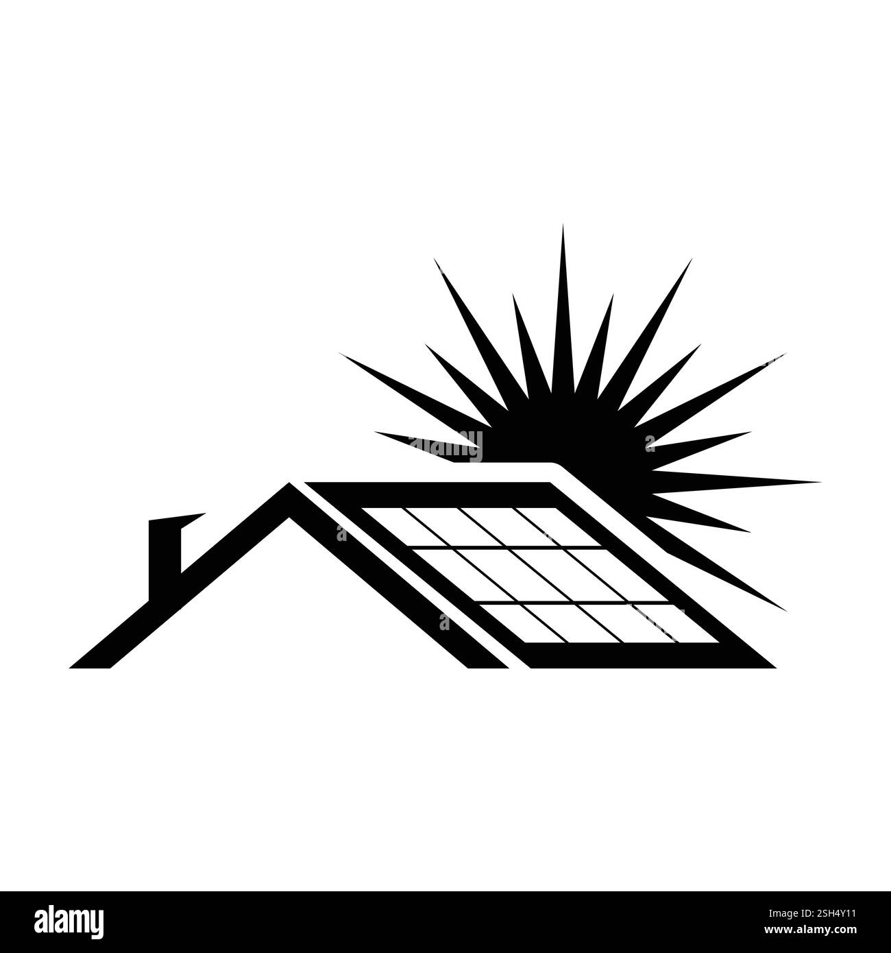 design dell'illustrazione del modello vettoriale dell'icona del tetto del pannello solare Illustrazione Vettoriale