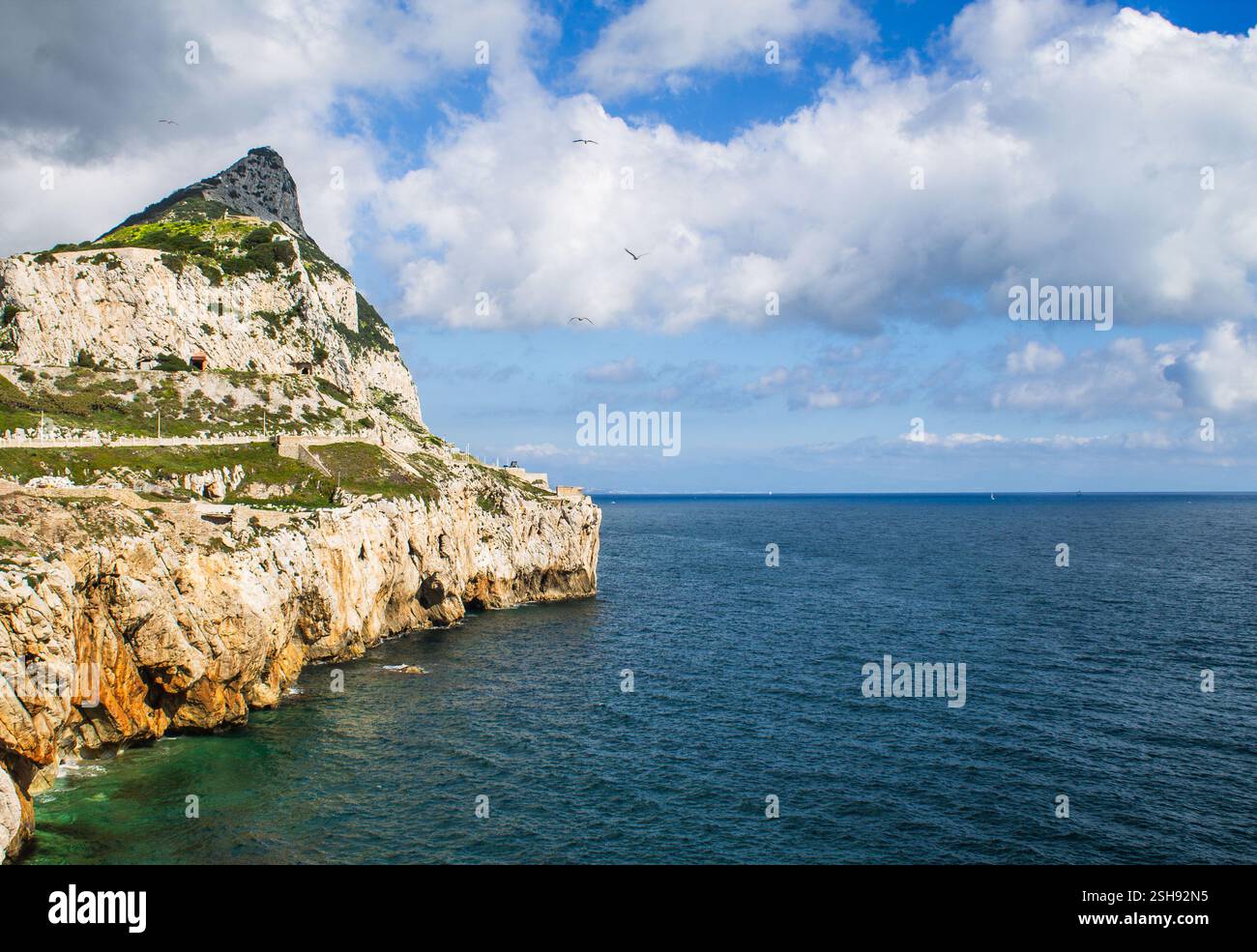 Fotografía del Océano Mediterráneo desde Gibilterra. Foto Stock