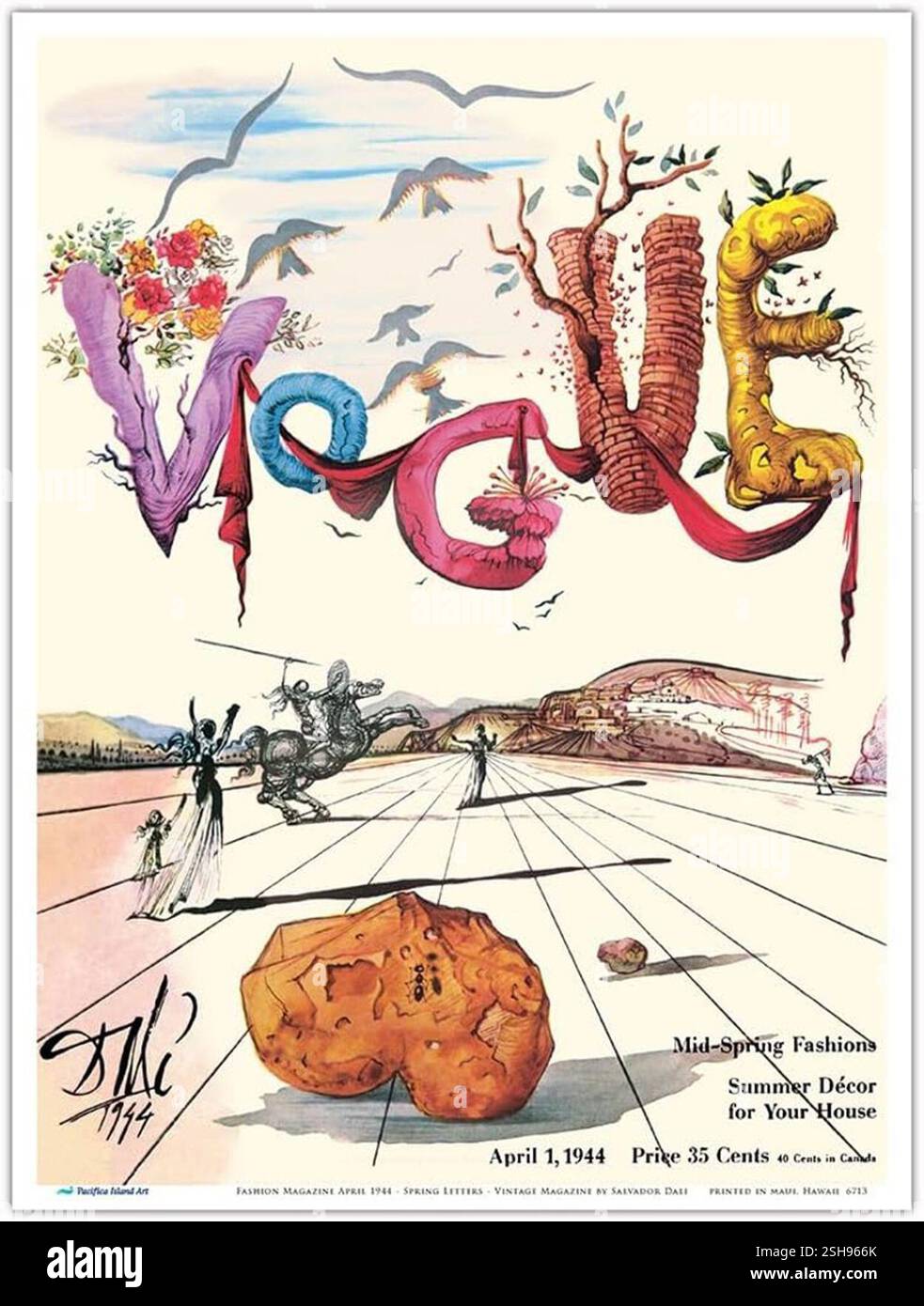 1 aprile 1944; copertina della rivista Vogue di Salvador Dalì Foto Stock