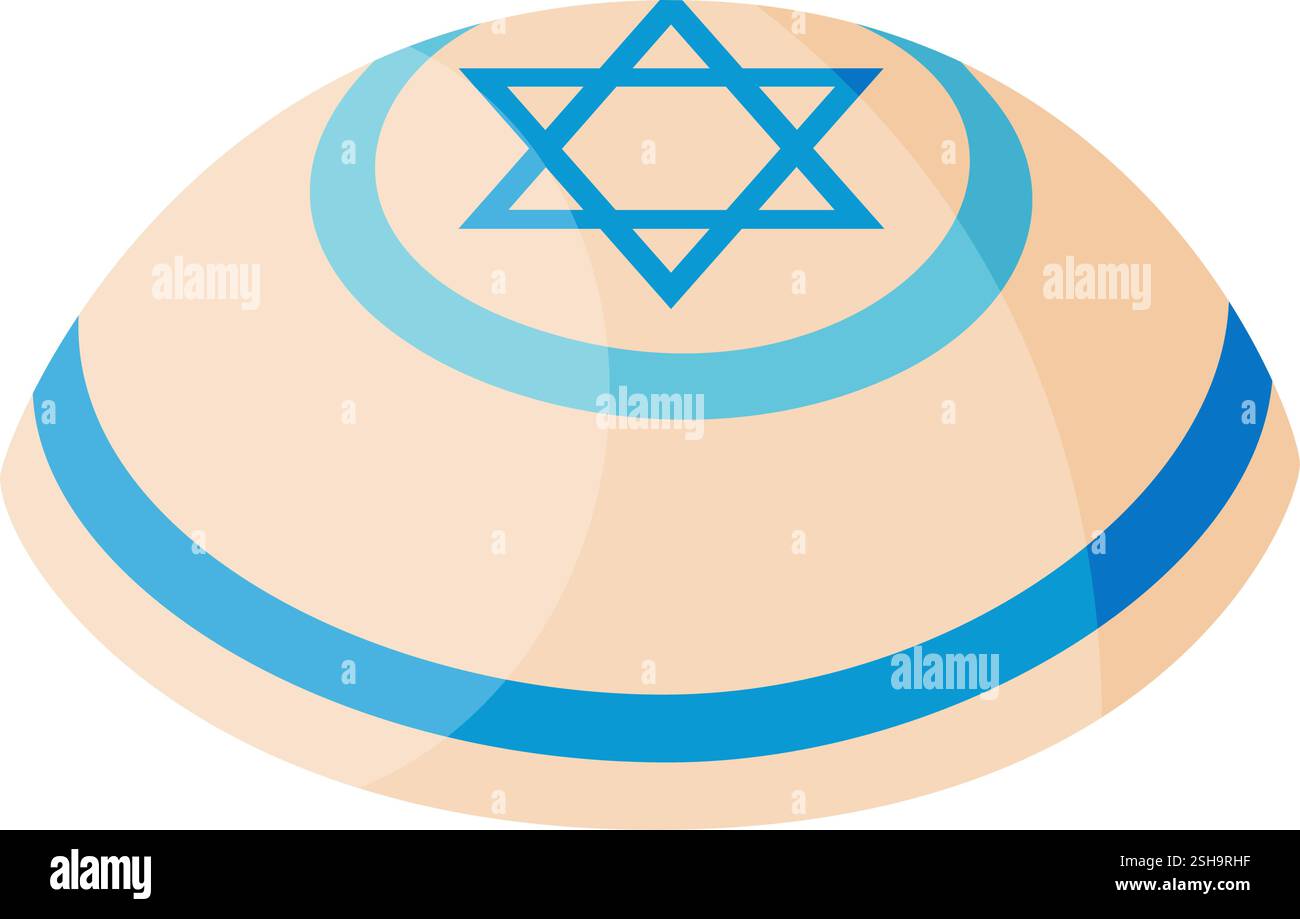 Religione ebraica Kippah, icona isolata in stile piatto e alla moda. Yarmulke di copricapo ebraico. Illustrazione vettoriale Illustrazione Vettoriale