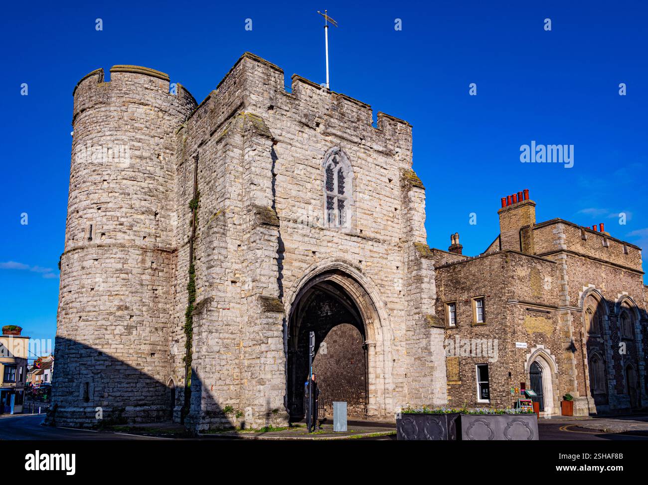 L'architettura medievale del Westgate di Canterbury Foto Stock