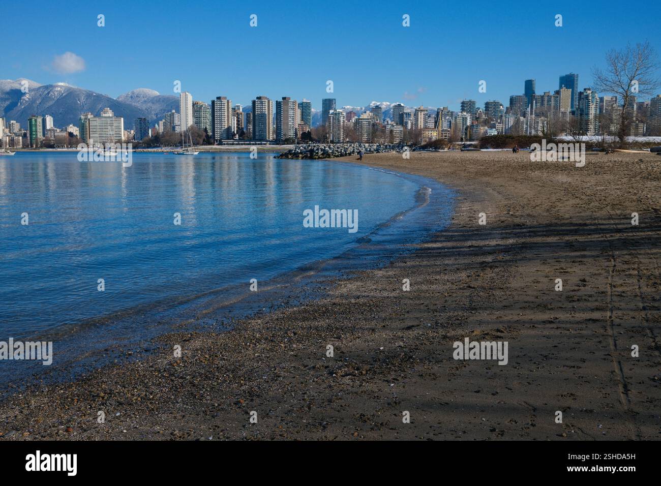 Hadden Dog Beach in inverno lungo English Bay a Vancouver, British Columbia. Foto Stock