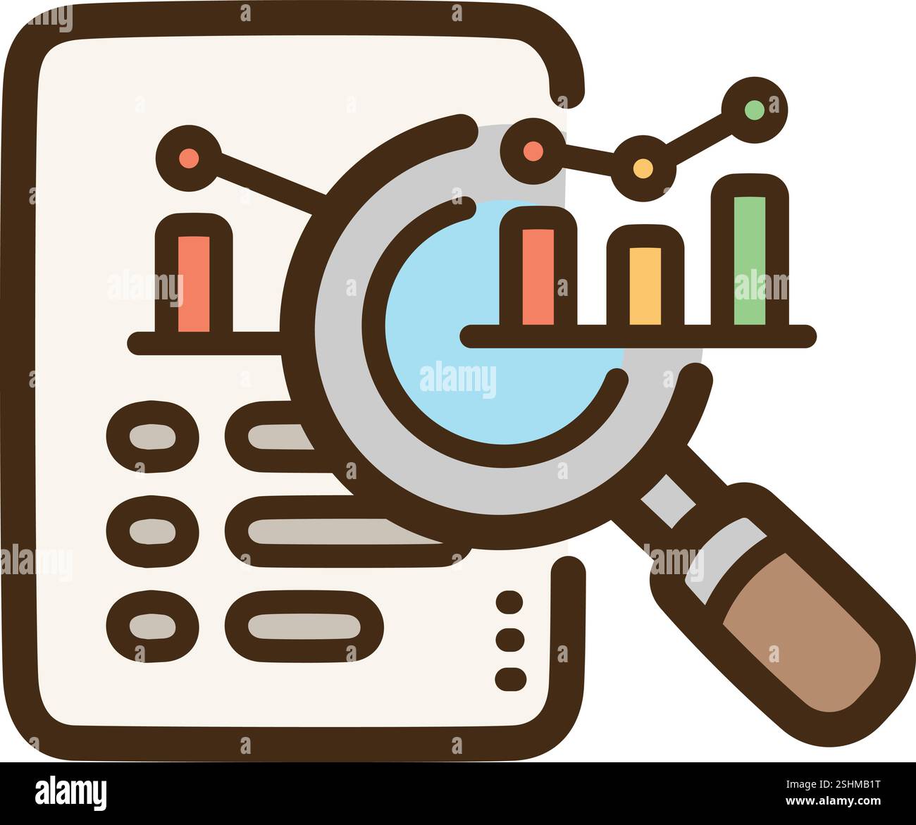 Illustrazione e grafica del doodle vettoriale di ricerche di mercato. Fa parte della categoria aziendale e ufficio. Illustrazione Vettoriale