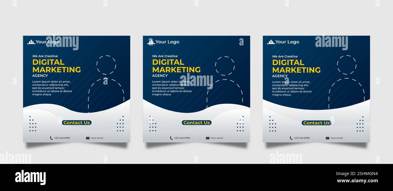 Modello di post sui social media per il marketing digitale Illustrazione Vettoriale