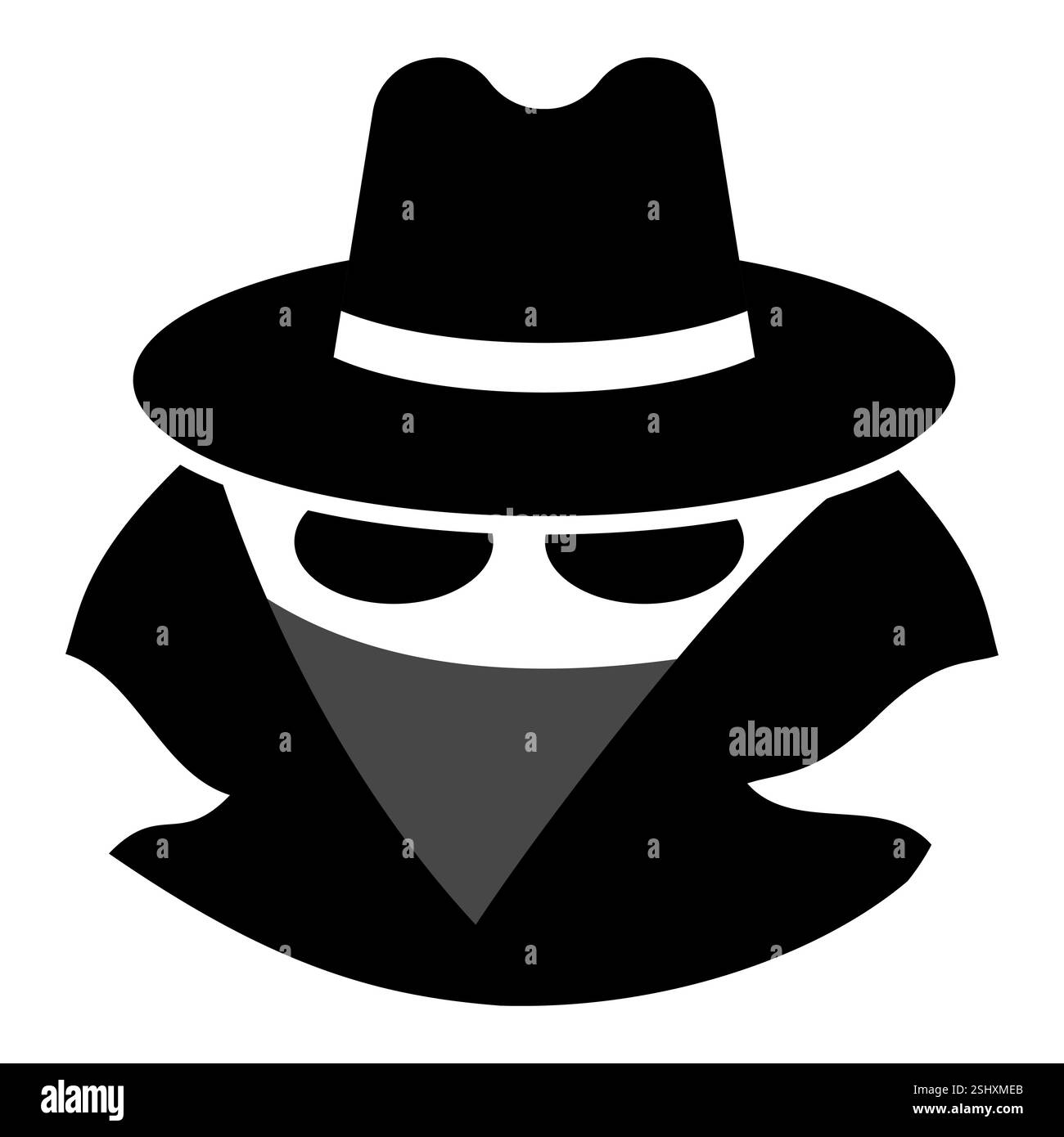 Spia che indossa occhiali da sole, agente segreto misterioso travestimento in incognito Illustrazione Vettoriale