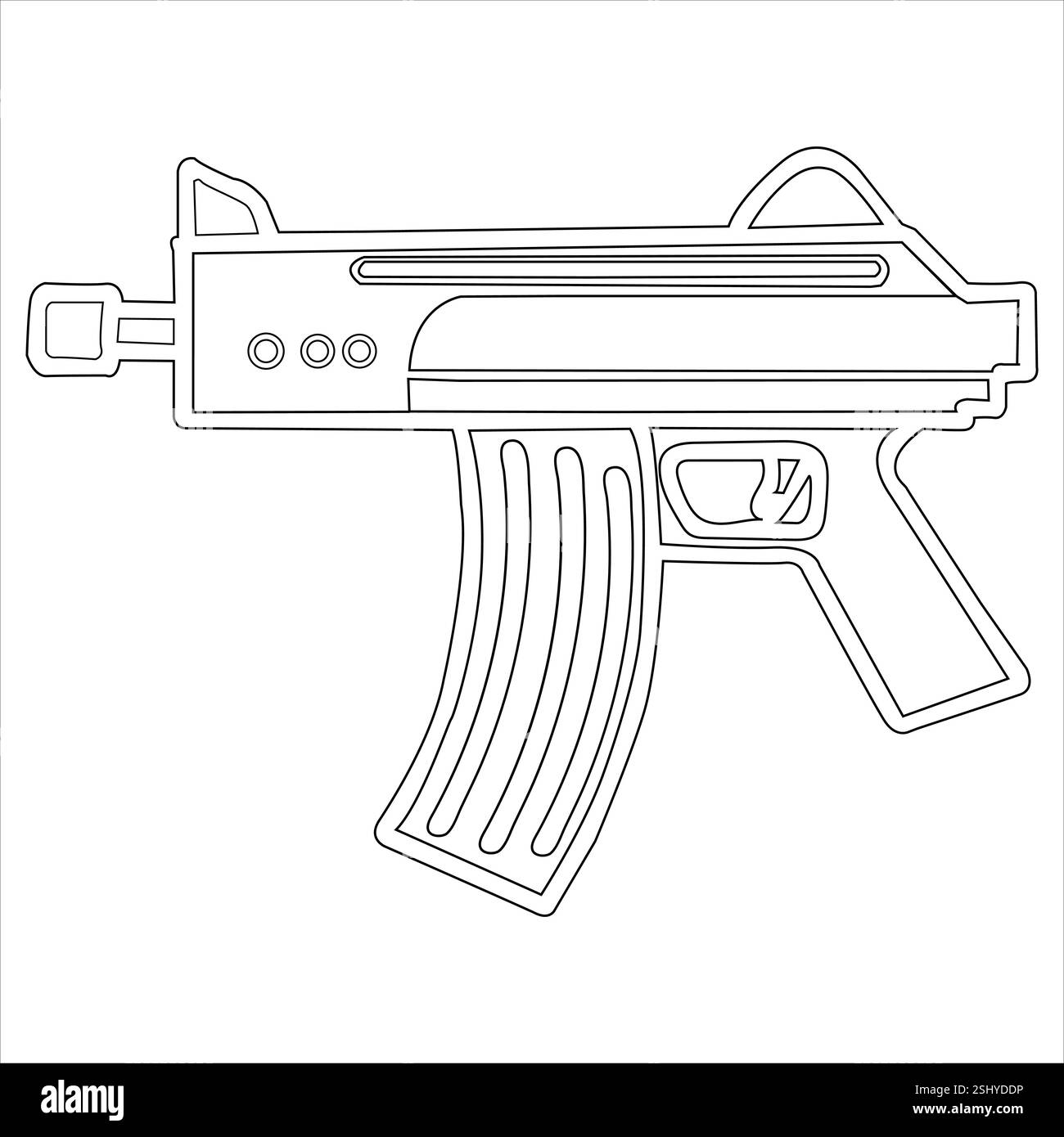 Design dell'icona vettoriale della silhouette della pistola a macchina secondaria Illustrazione Vettoriale