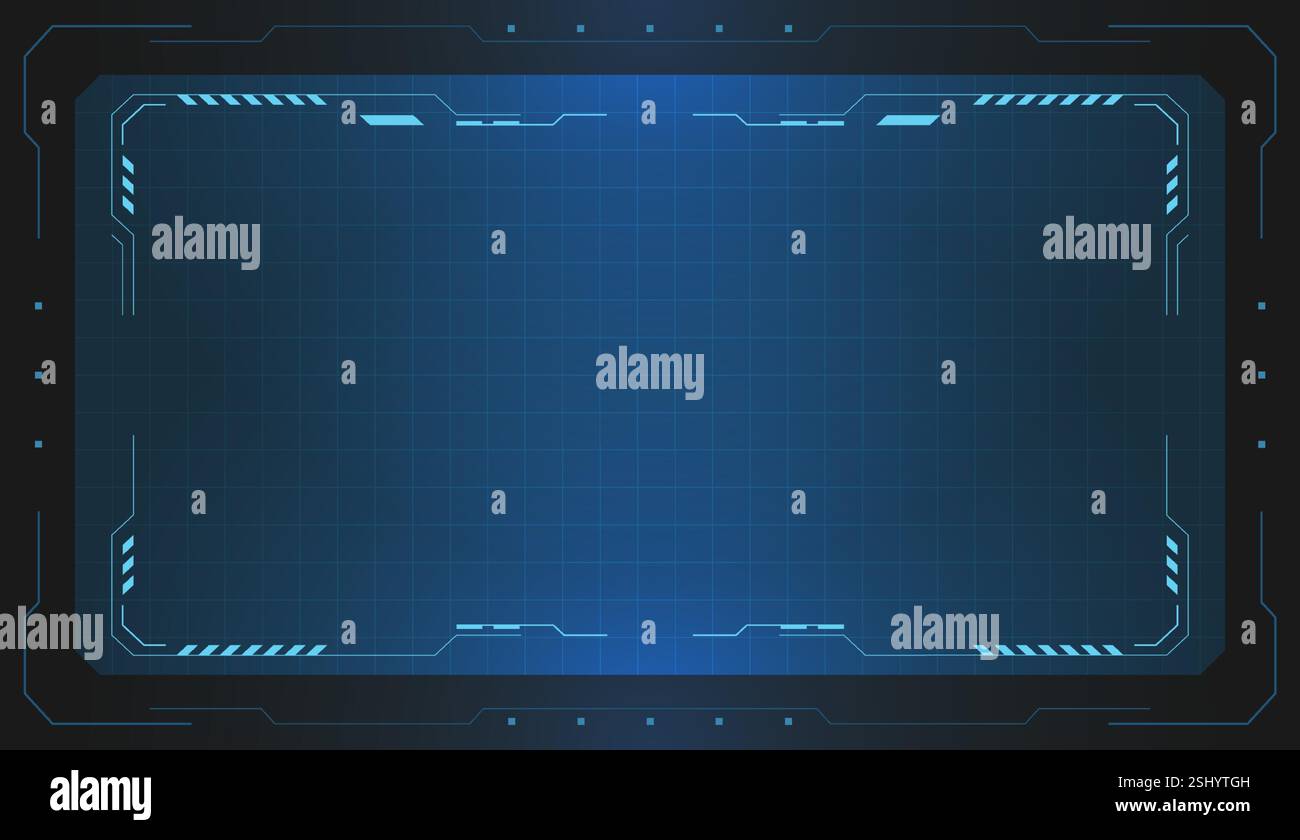Cornici HUD blu scuro. Design del pannello di controllo digitale con tecnologia vettoriale. Moderna interfaccia utente futuristica. Illustrazione vettoriale della tecnologia Illustrazione Vettoriale