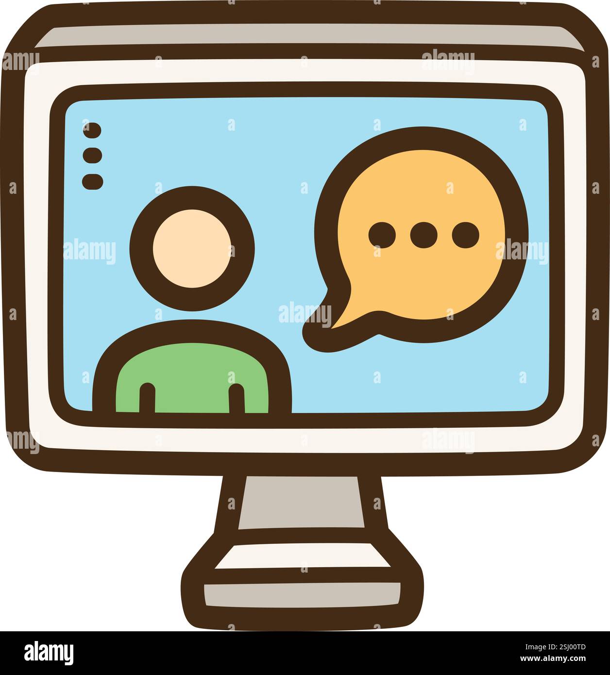 Illustrazione e grafica del doodle vettoriale del computer. Parte della categoria di comunicazione. Illustrazione Vettoriale