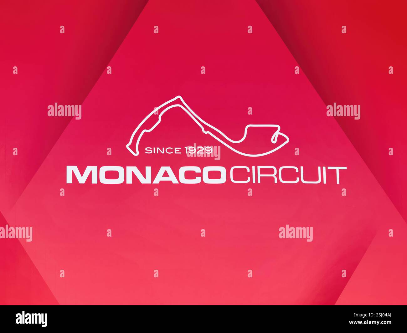 Formula uno Grand Prix de Monaco. Logo rosso sul circuito di Monaco. Foto Stock