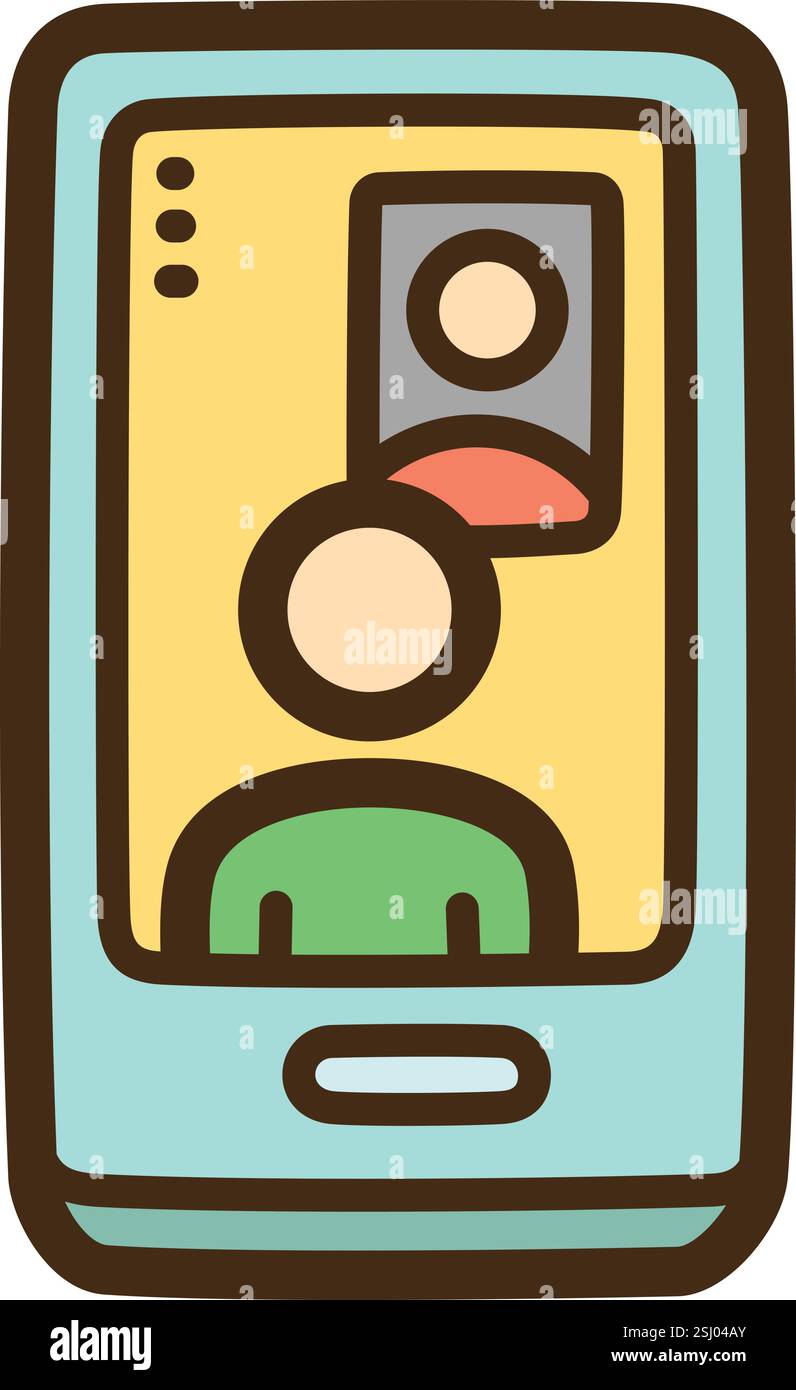 Illustrazione e grafica del doodle vettoriale della videochiamata. Parte della categoria di comunicazione. Parte della categoria e-commerce. Illustrazione Vettoriale