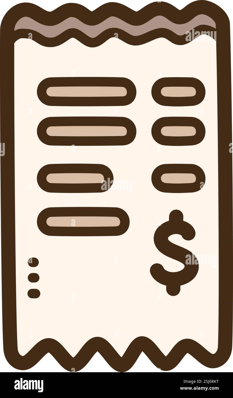 Illustrazione e grafica del doodle vettoriale della ricevuta. Parte della categoria e-commerce. Illustrazione Vettoriale