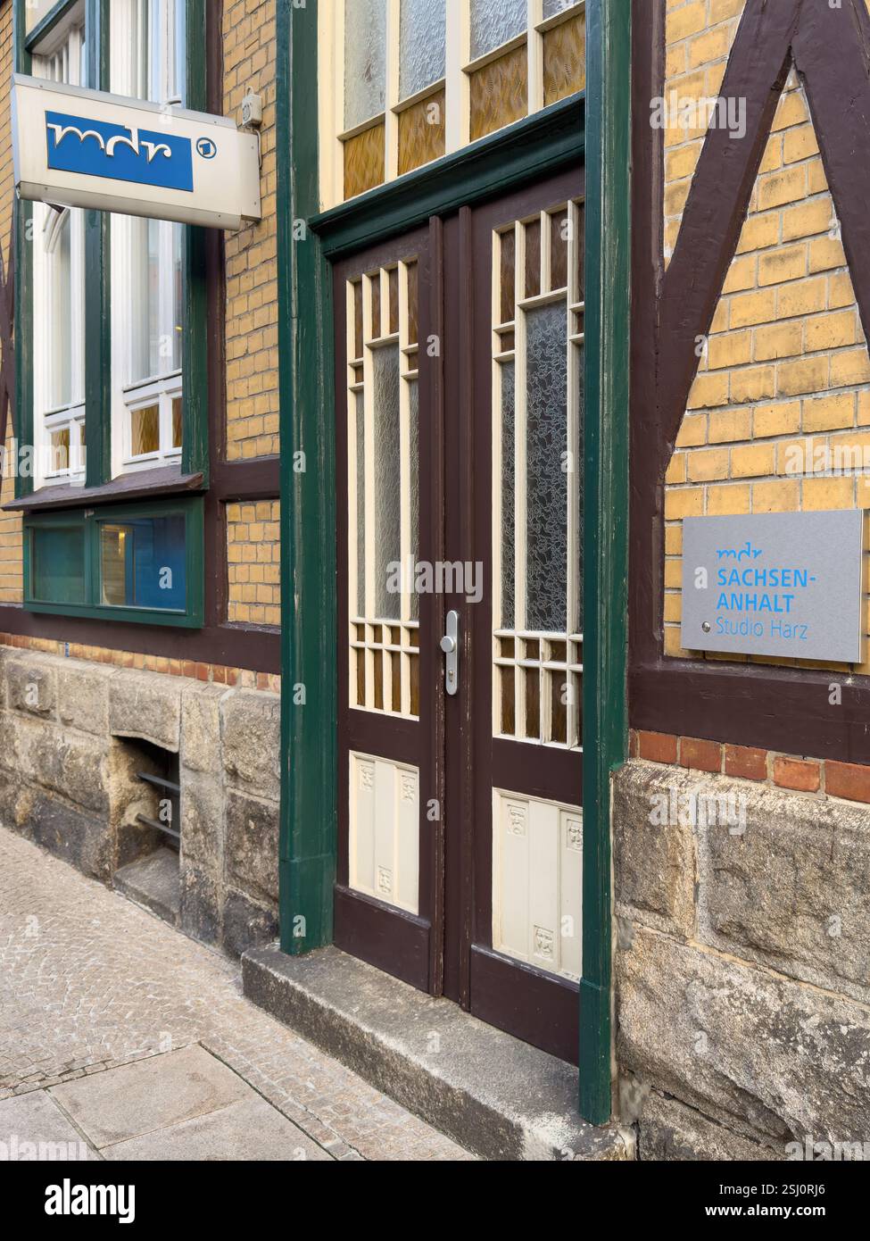 MDR, Mitteldeutscher Rundfunk, radiodiffusione della Germania centrale a Wernigerode, Sassonia-Anhalt, Germania. Ufficio regionale, studio Harz. Foto Stock