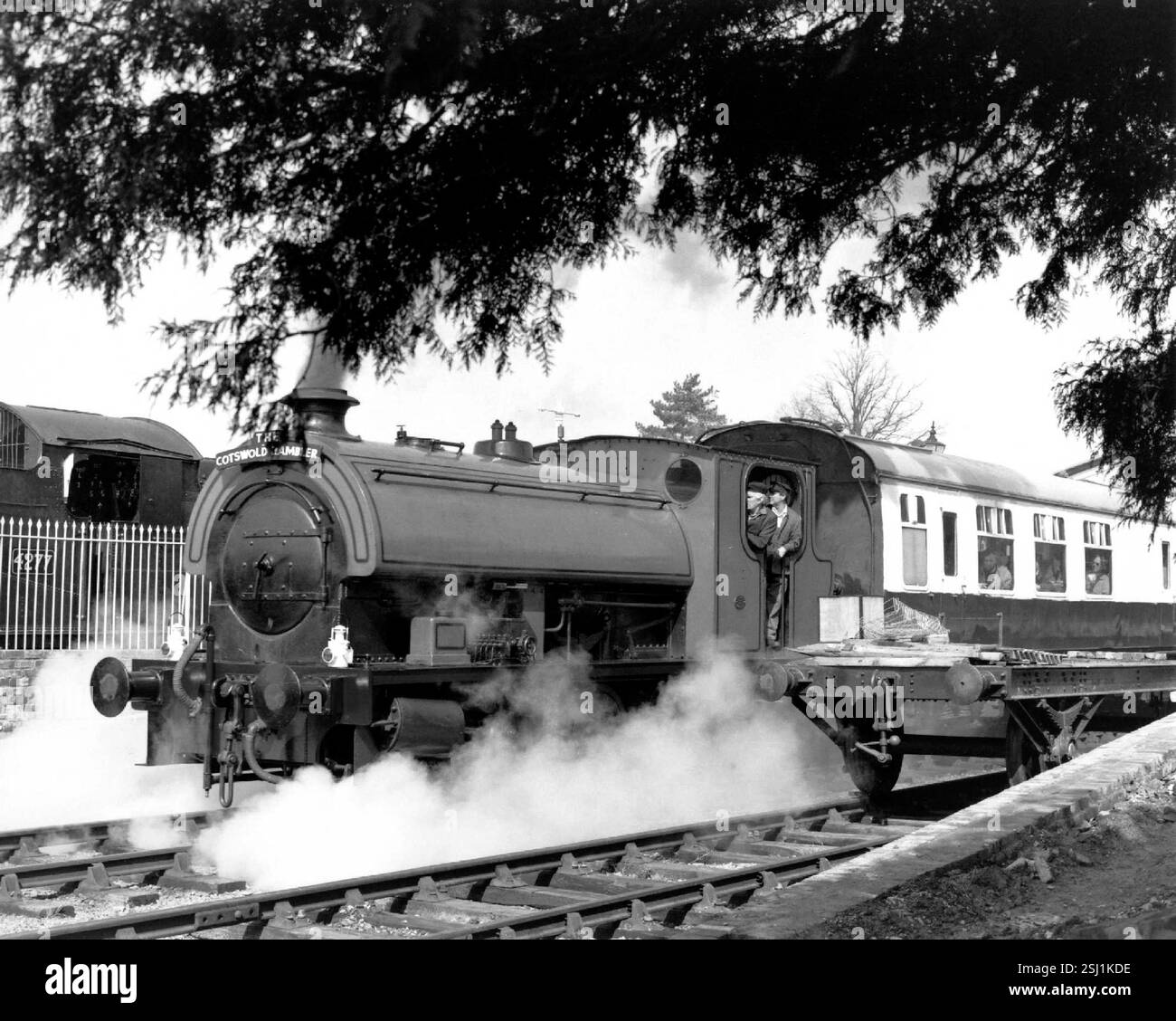 Treno a vapore UK. Il Cotswolds Rambler a Toddington GWR ha conservato la stazione ferroviaria, Gloucestershire, Inghilterra, c.1990 Foto Stock
