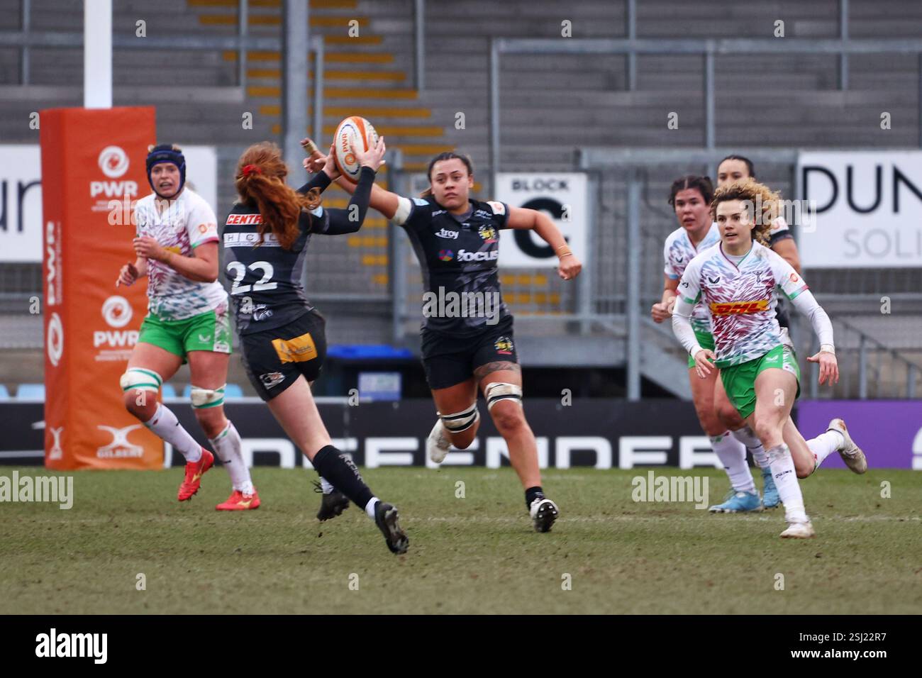 Sandy Park, Exeter, Devon, Regno Unito. 2 febbraio 2025. PWR: Exeter Chiefs vs Harlequins. Crediti: Nidpor/Alamy Live News Foto Stock