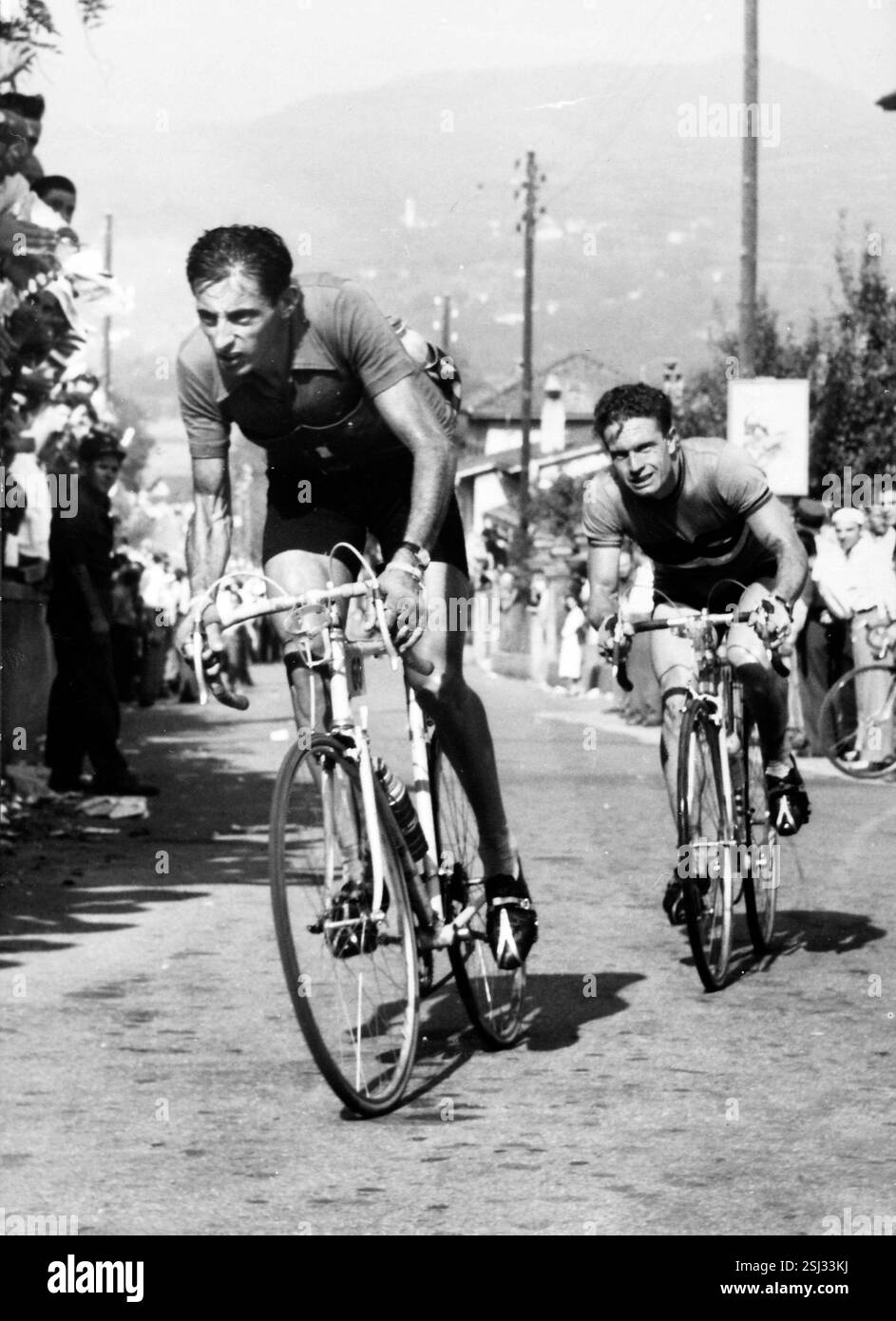 Photo Ancienne Course Cycliste Lugano 1953 – Fausto Coppi & Hugo Koblet