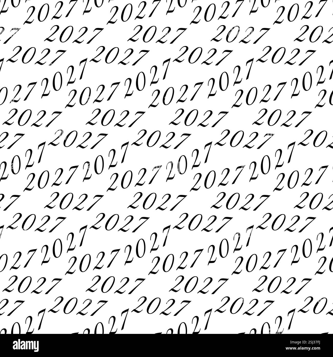 2027 iscrizione motivo senza cuciture. Data di Capodanno messaggio di benvenuto sfondo decorativo o sfondo concept. Wrapping di illustrazioni vettoriali isolate o promozioni Web, poster, banner, schede, prezzo, etichette, opuscolo Illustrazione Vettoriale