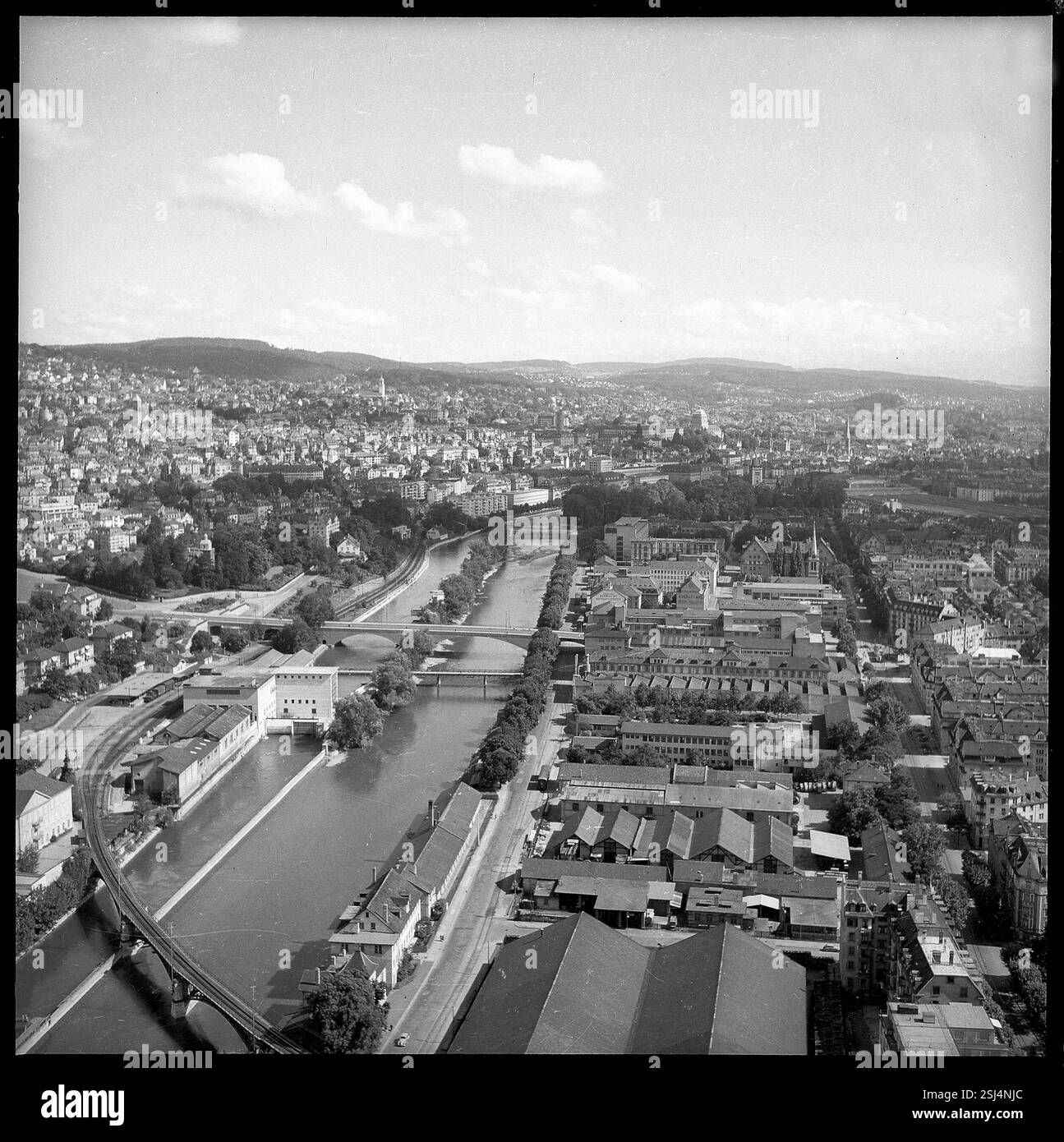 --- Kraftwerk Letten und Löwenbräu-Areal, Zürich 1953#centrale elettrica Letten e zona di Löwenbräu, Zurigo 1953 Foto Stock