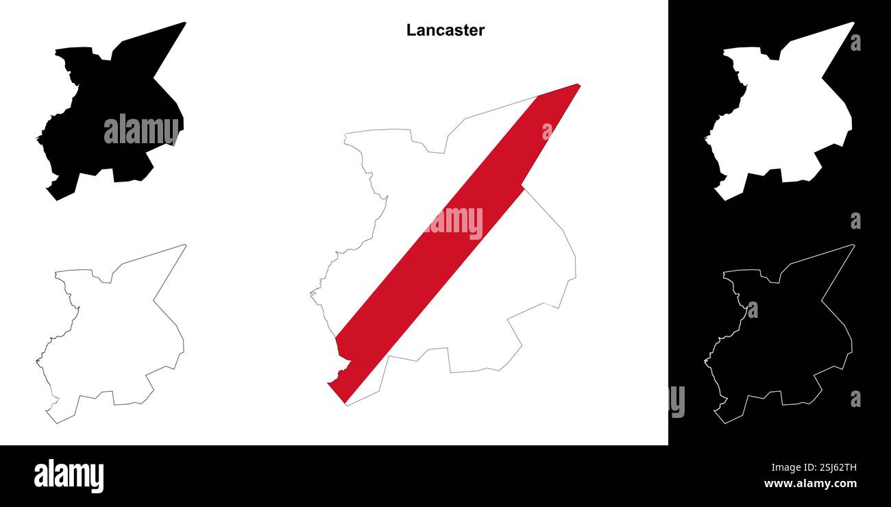 Set di mappe di contorno vuote di Lancaster Illustrazione Vettoriale