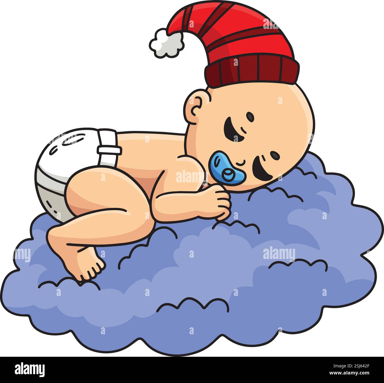 Baby shower Baby Sleeping Clouds Cartoon Clipart Illustrazione Vettoriale