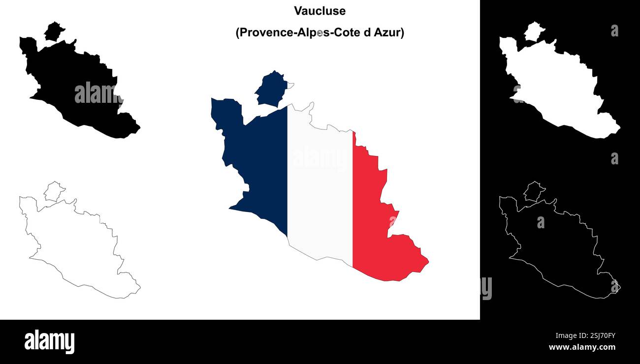 Set di mappe delineate del dipartimento di Vaucluse Illustrazione Vettoriale