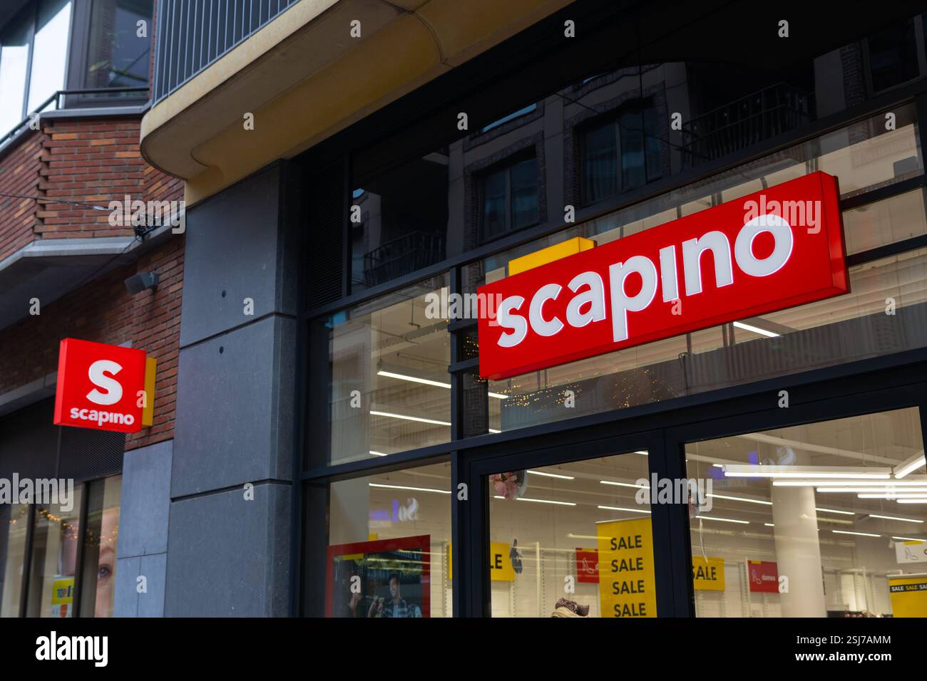 Scapino Shop logo negozio di abbigliamento e scarpe a buon mercato. Foto Stock