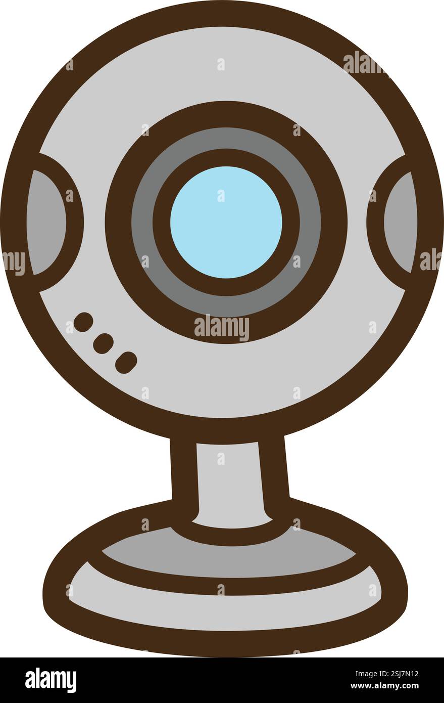 Illustrazione e grafica del doodle vettoriale della webcam. Parte della categoria elearning. Illustrazione Vettoriale