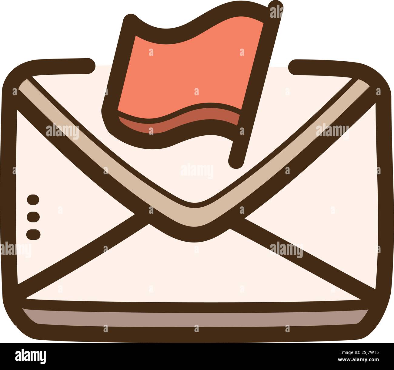 Illustrazione e grafica del doodle vettoriale con flag e-mail. Parte della categoria e-mail. Illustrazione Vettoriale