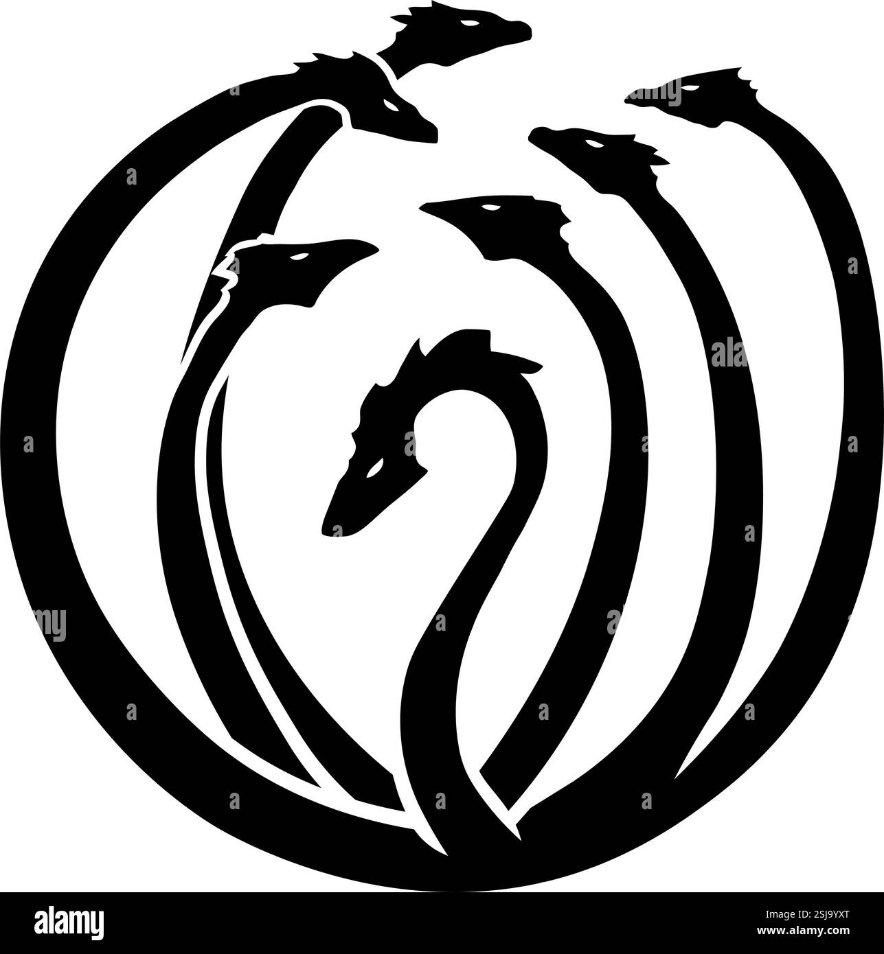 Hydra art minimalista senza sfondo, con silhouette nera Illustrazione Vettoriale