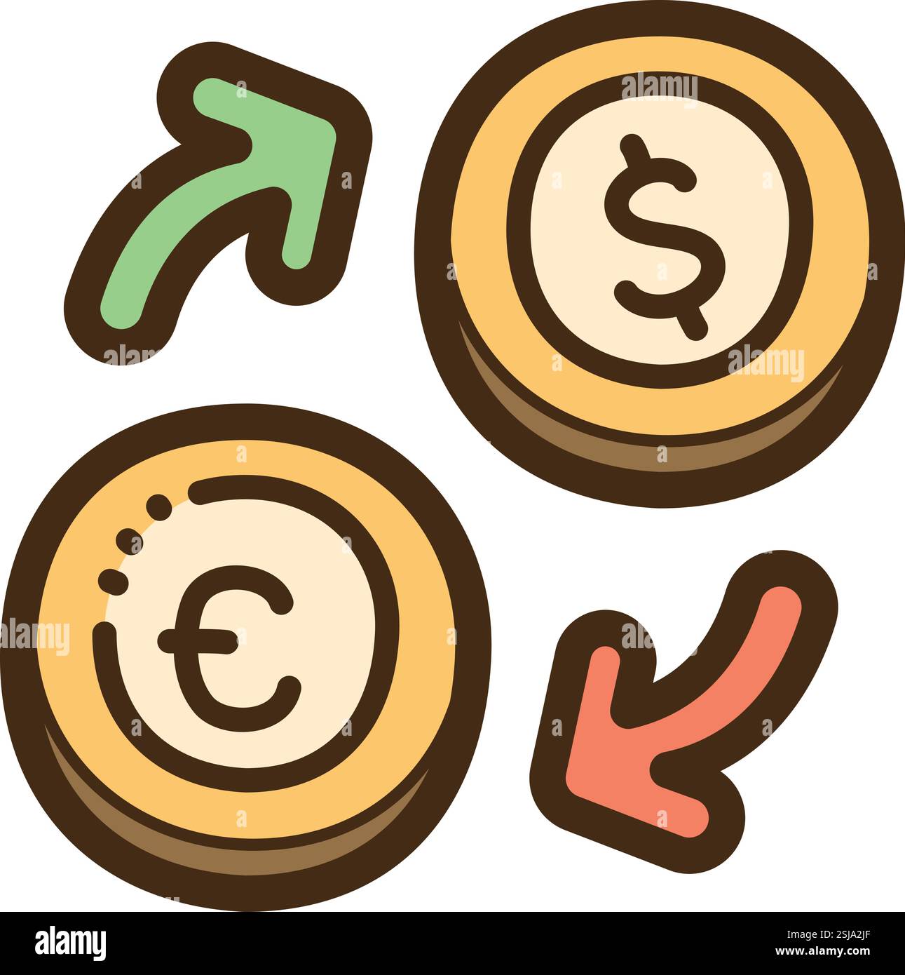 Illustrazione e grafica del vettoriale del vettoriale del cambio di denaro. Parte della categoria finanziaria. Illustrazione Vettoriale