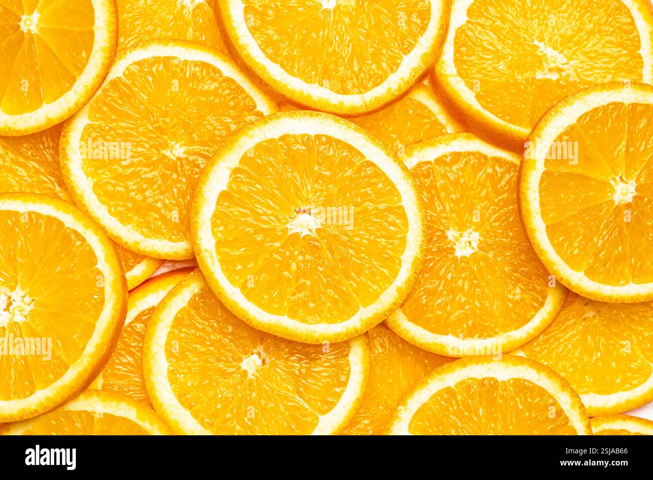 primo piano dello sfondo delle fette arancioni Foto Stock