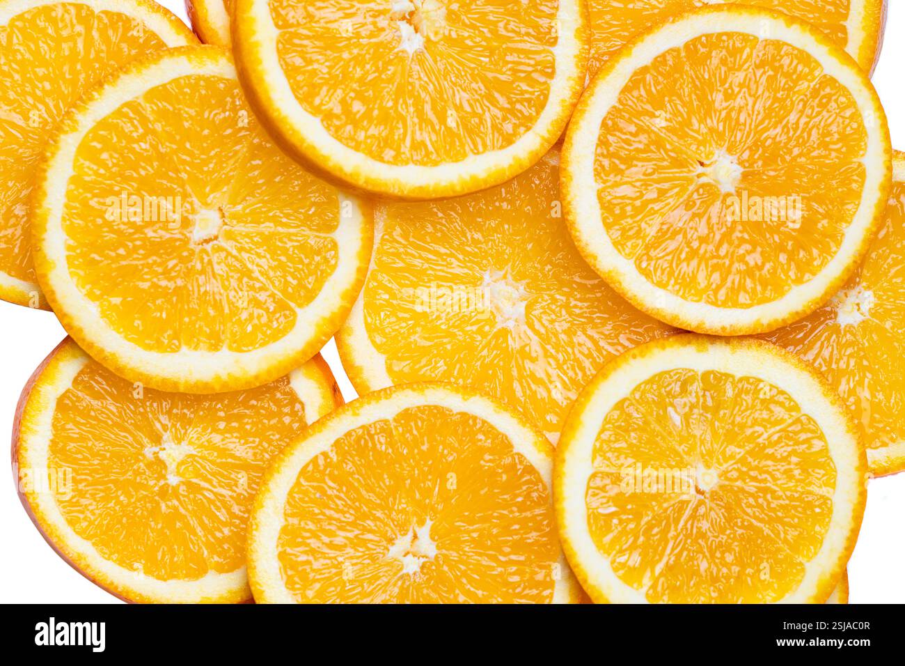 primo piano dello sfondo delle fette arancioni Foto Stock