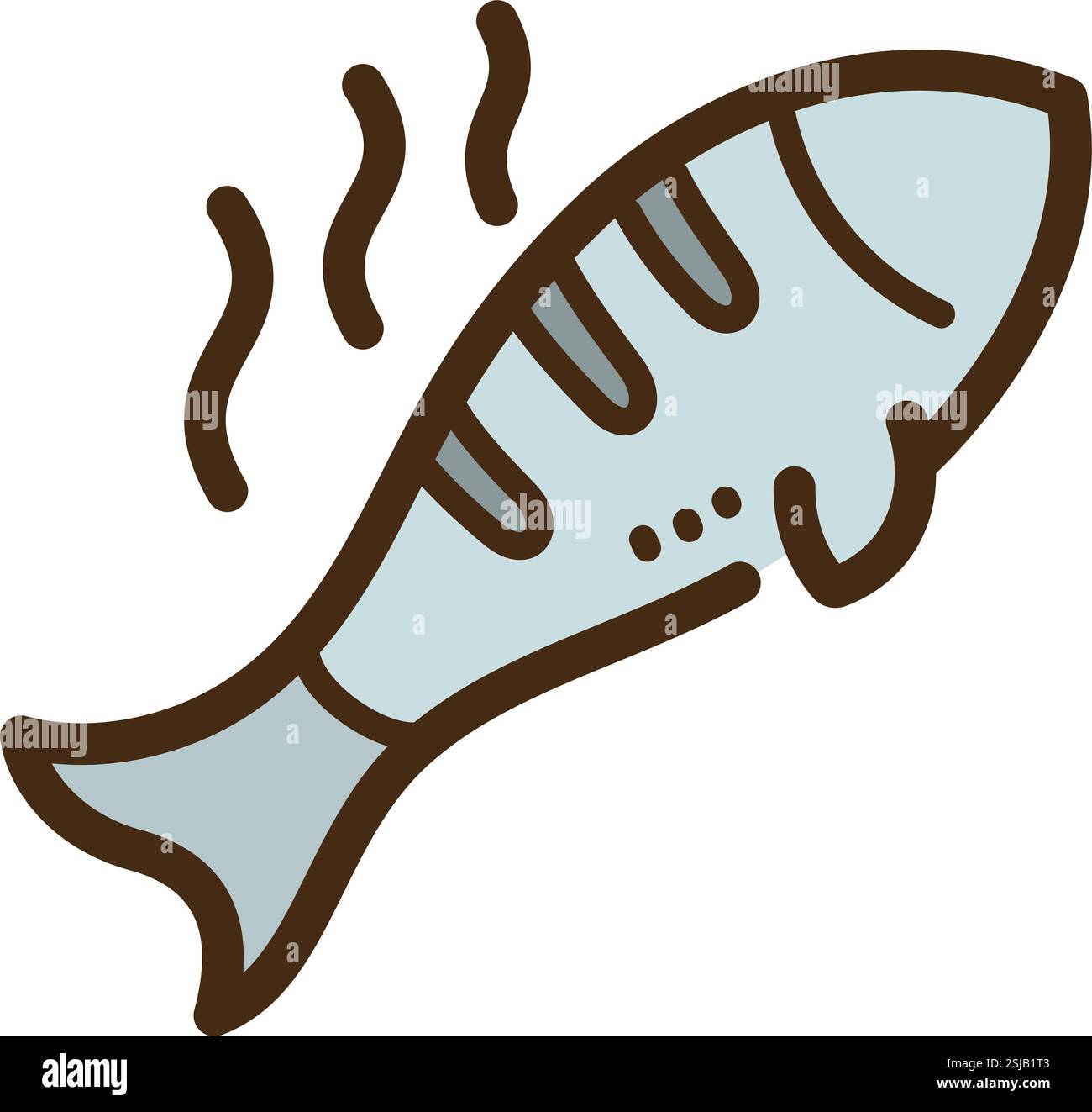 Illustrazione e grafica di un vettoriale di pesce grigliato. Parte della categoria alimenti e bevande. Illustrazione Vettoriale