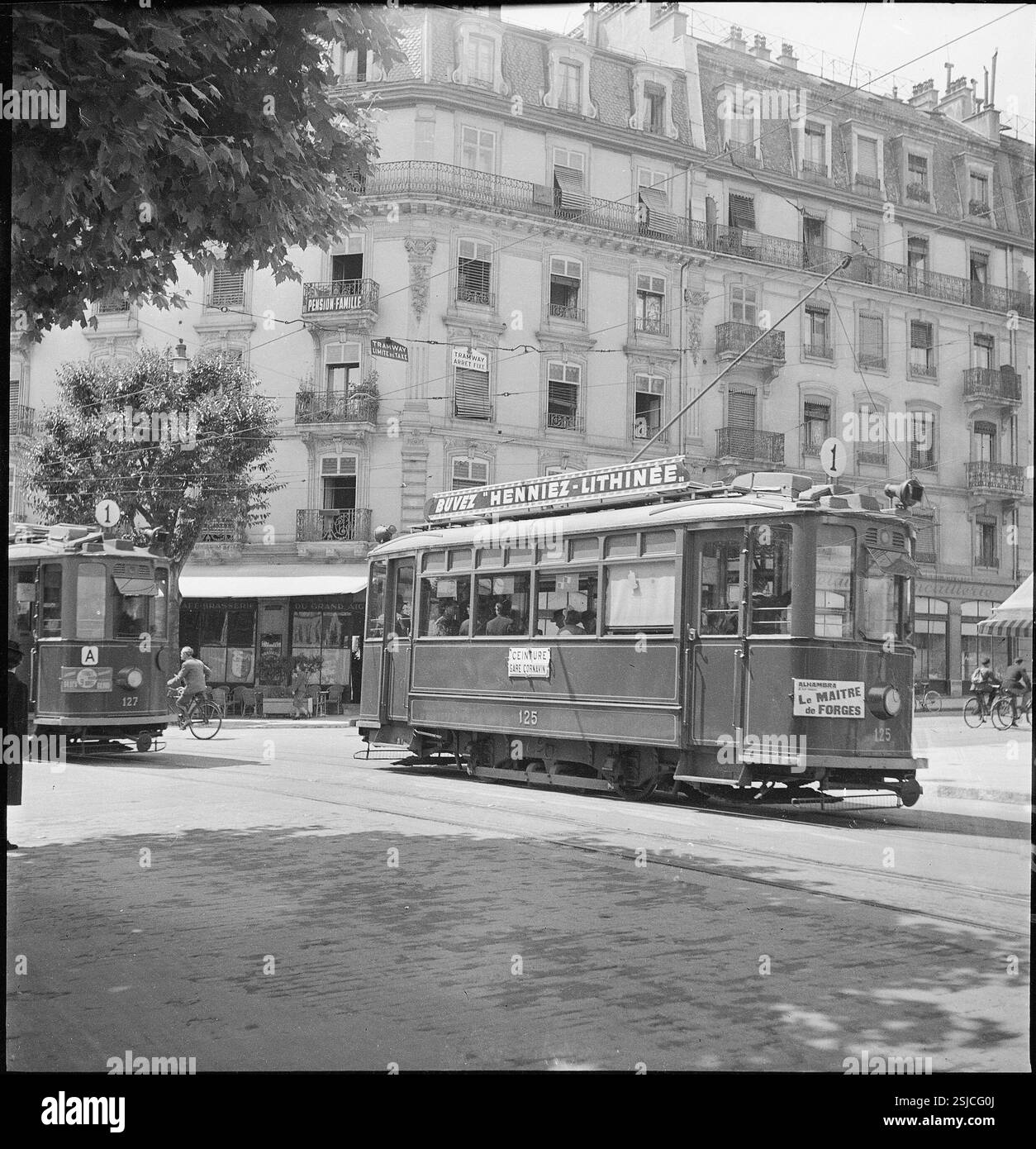 --- tram, Genf, 1941#Tramway, Ginevra, 1941- RDB DI DUKAS Foto Stock