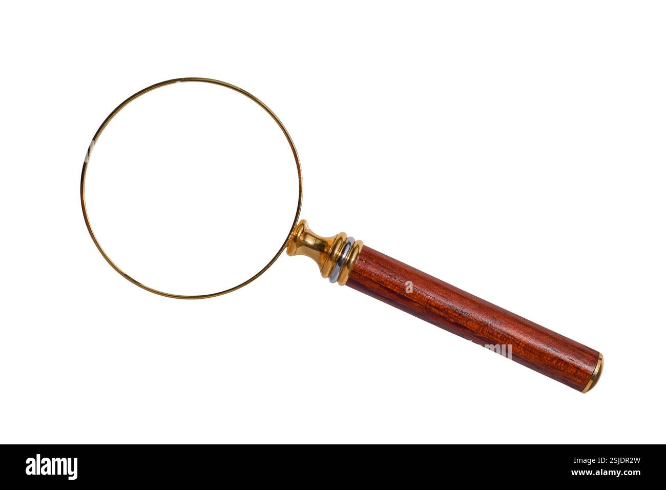 Antico mogano antico e lente d'ingrandimento oro, intaglio isolato su bianco Foto Stock
