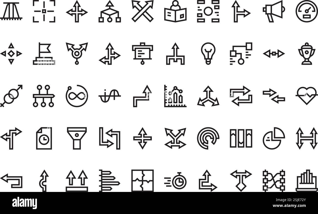 Raccolta di icone vettoriali di alta qualità con traccia modificabile. Ideale per progetti professionali e creativi. Illustrazione Vettoriale